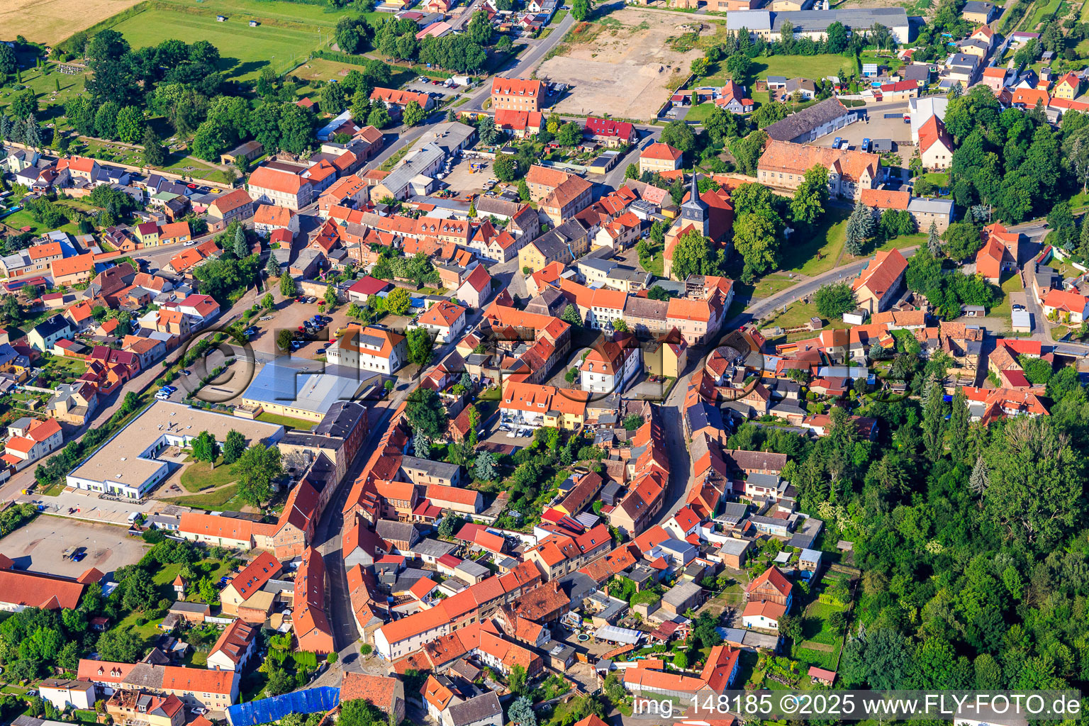 Historischer Ortskern im Ortsteil Ermsleben in Falkenstein im Bundesland Sachsen-Anhalt, Deutschland