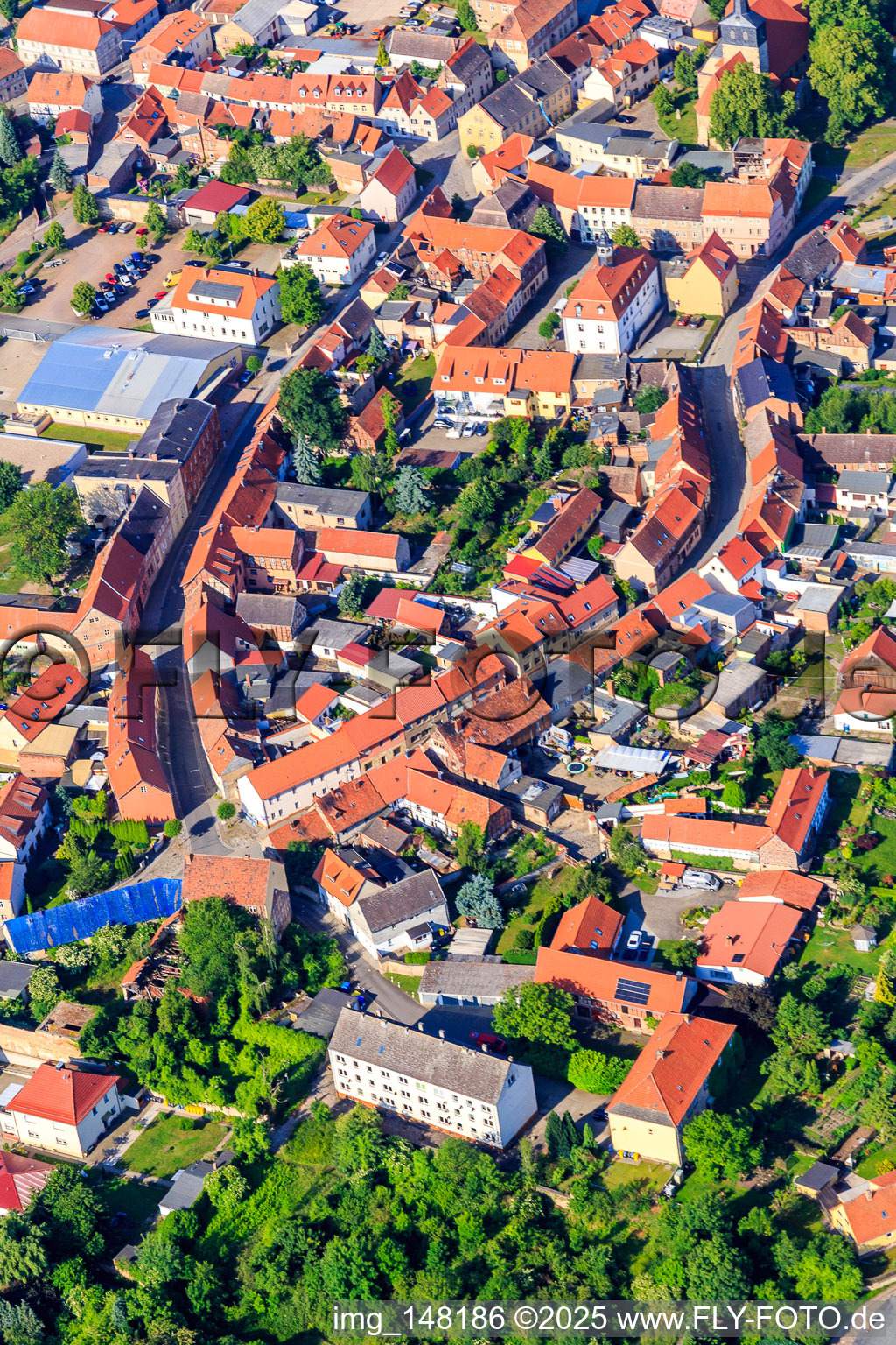 Luftbild von Historischer Ortskern im Ortsteil Ermsleben in Falkenstein im Bundesland Sachsen-Anhalt, Deutschland