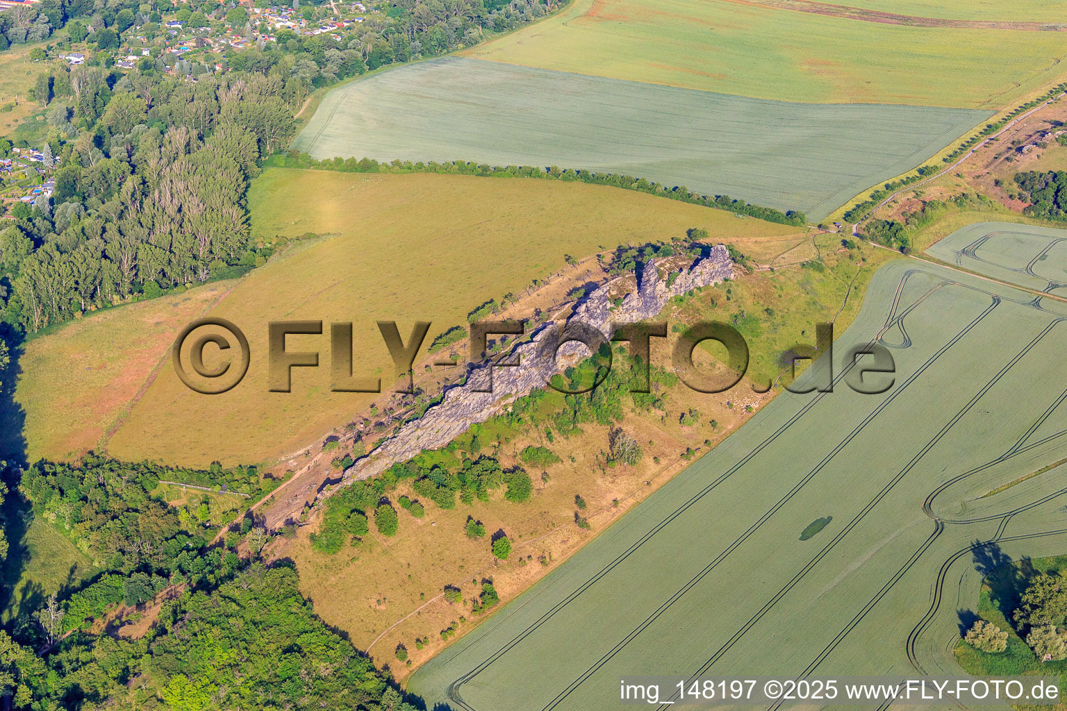 Teufelsmauer (Königsstein) im Ortsteil Weddersleben in Thale im Bundesland Sachsen-Anhalt, Deutschland vom Flugzeug aus