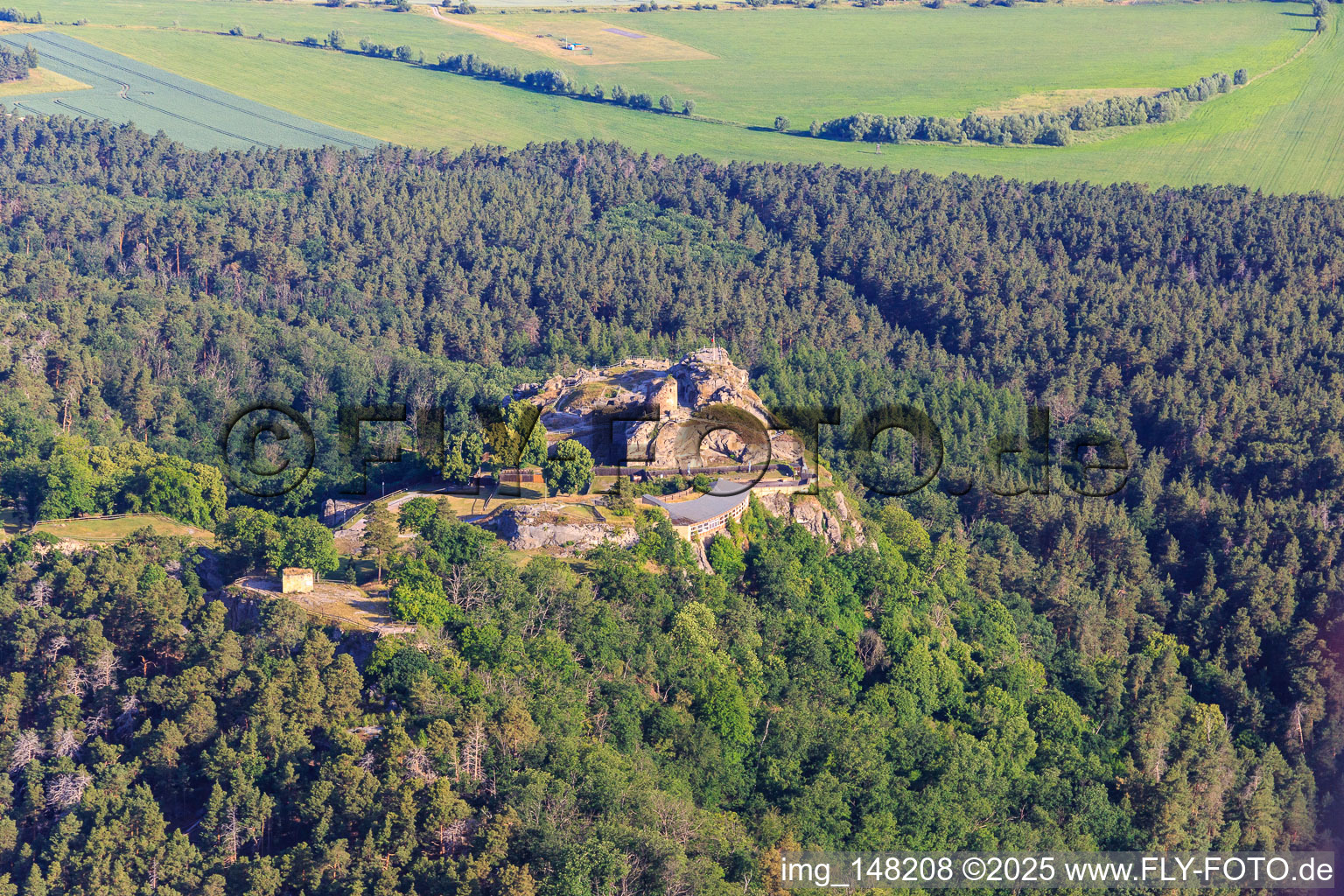 Burg und Festung Regenstein in Blankenburg im Bundesland Sachsen-Anhalt, Deutschland aus der Luft betrachtet