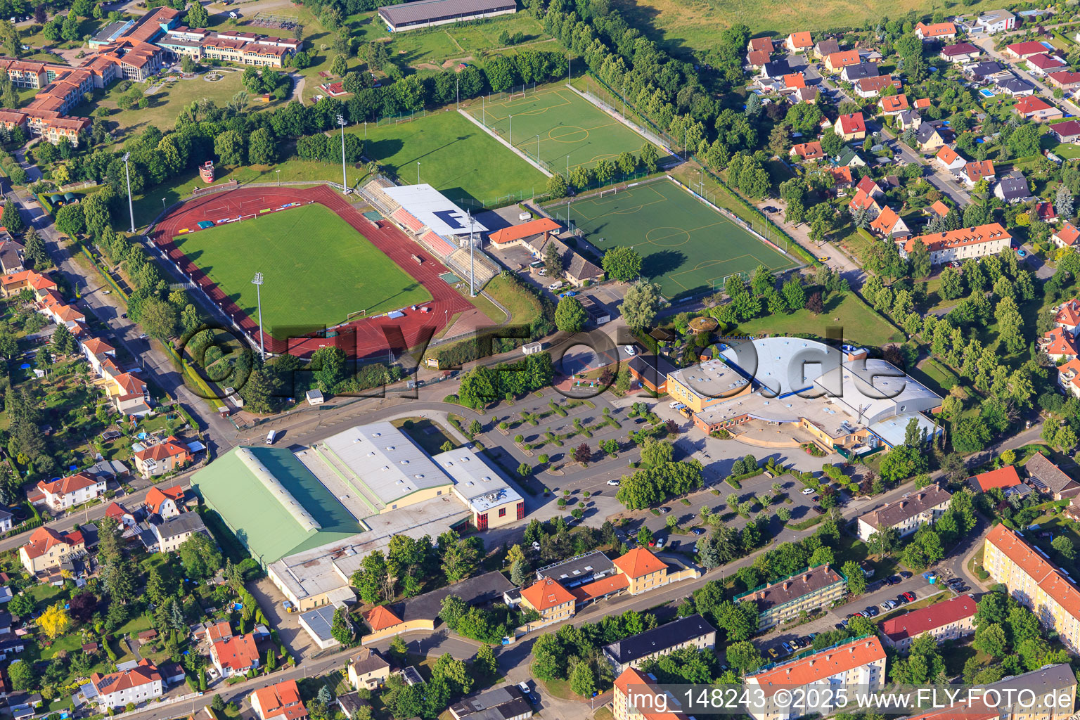Friedensstadion des VfB Germania Halberstadt und Freizeit- und Sportzentrum Halberstadt im Bundesland Sachsen-Anhalt, Deutschland