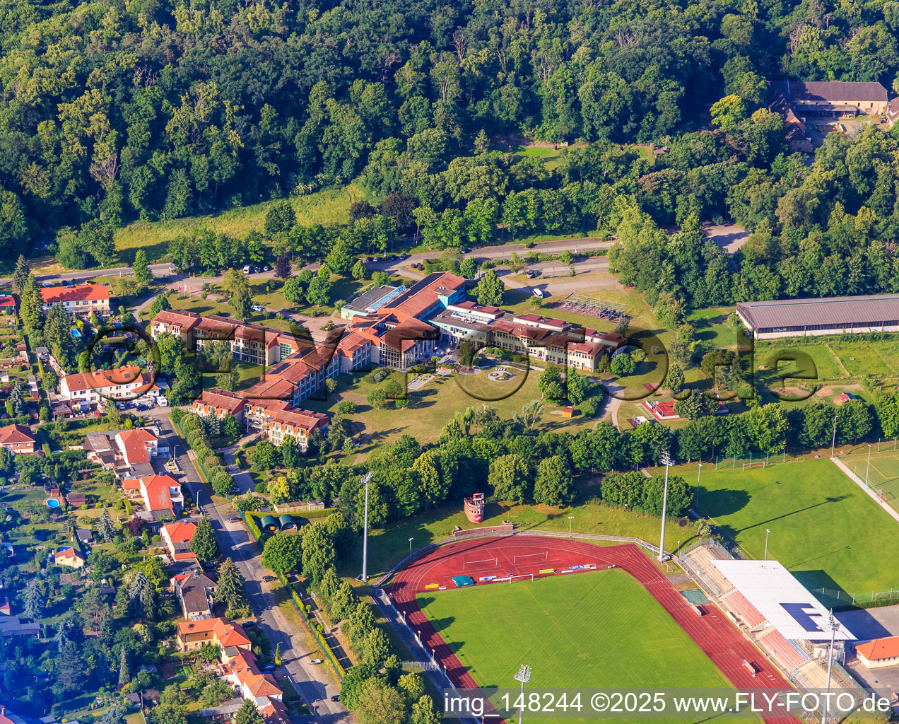 Friedensstadion des VfB Germania Halberstadt, Pflegeheim Haus Spiegelsberge und K6 Seminarhotel im Bundesland Sachsen-Anhalt, Deutschland