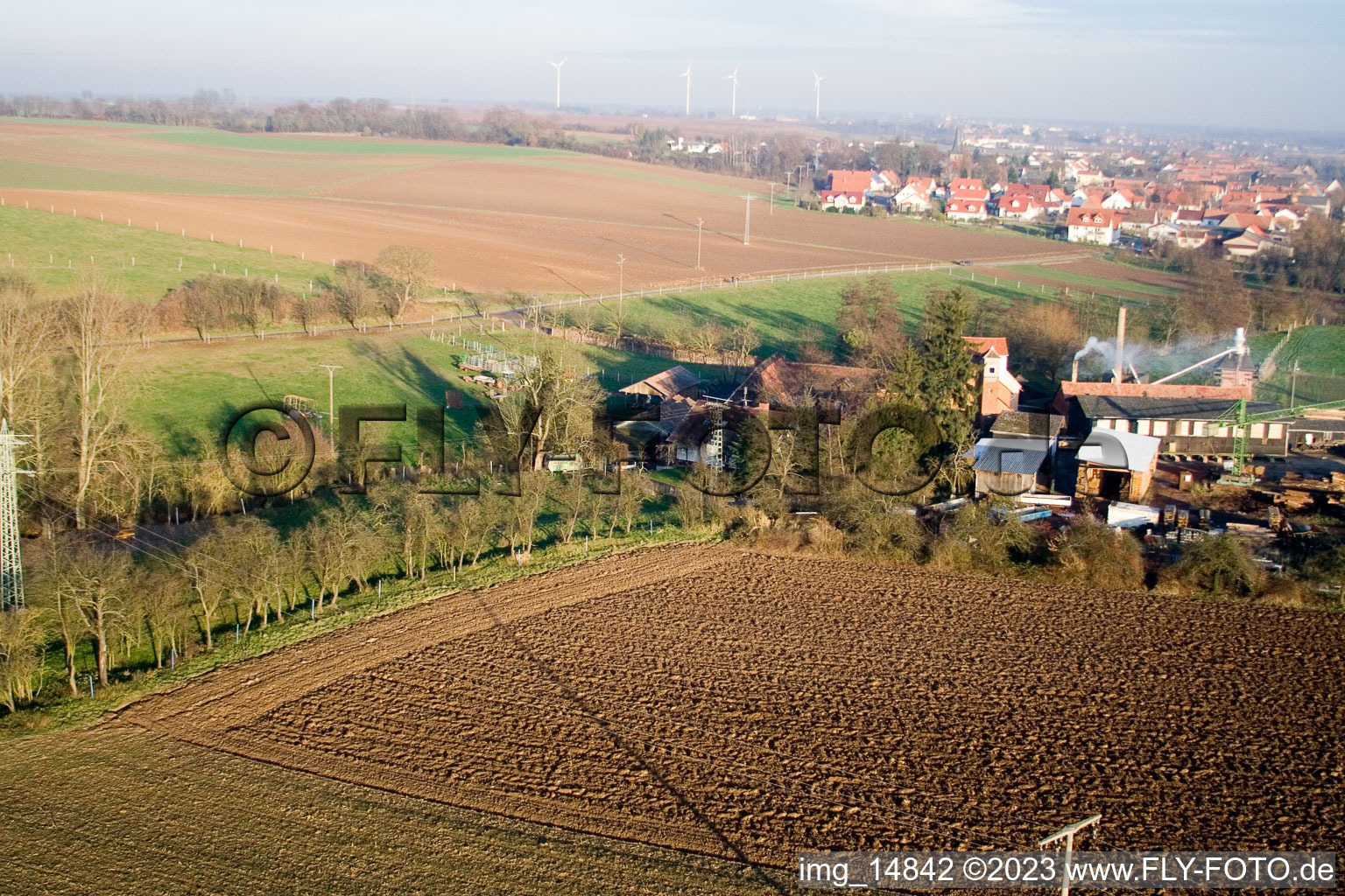 Schaidt, Schaidter Mühle in Wörth am Rhein im Bundesland Rheinland-Pfalz, Deutschland aus der Luft betrachtet