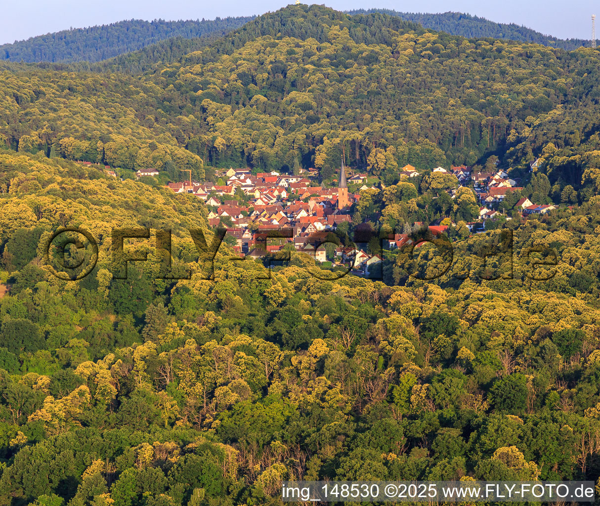 Dorfansicht von Osten in Dörrenbach im Bundesland Rheinland-Pfalz, Deutschland