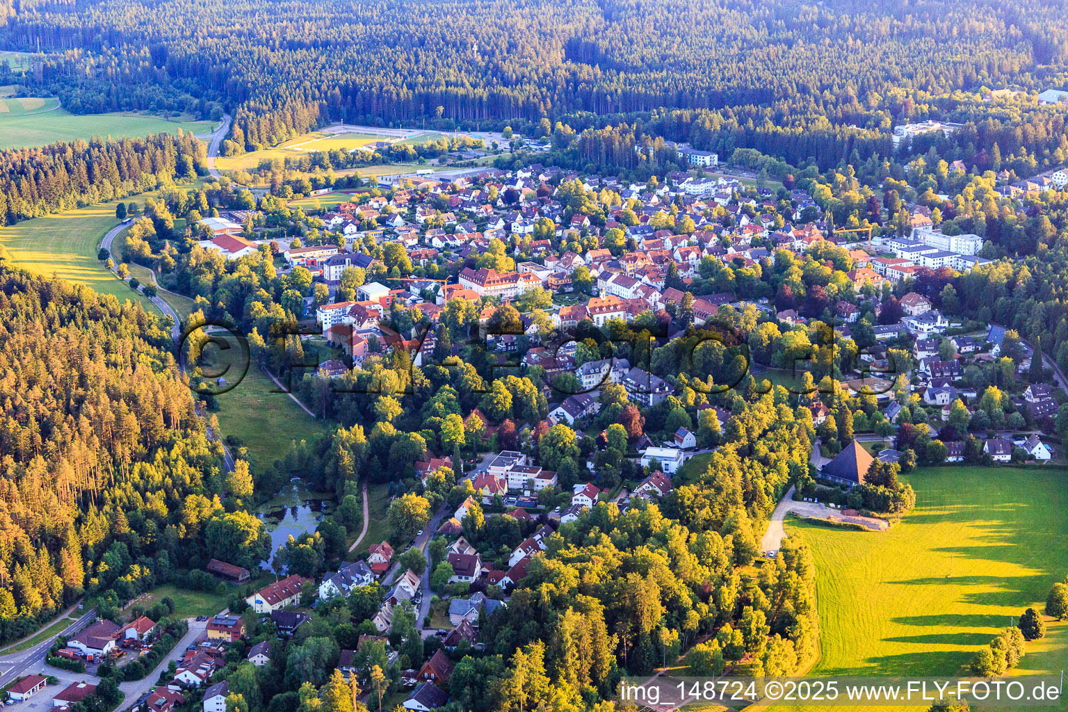 Ortsansicht aus Nordosten im Ortsteil Burgberg in Königsfeld im Schwarzwald im Bundesland Baden-Württemberg, Deutschland