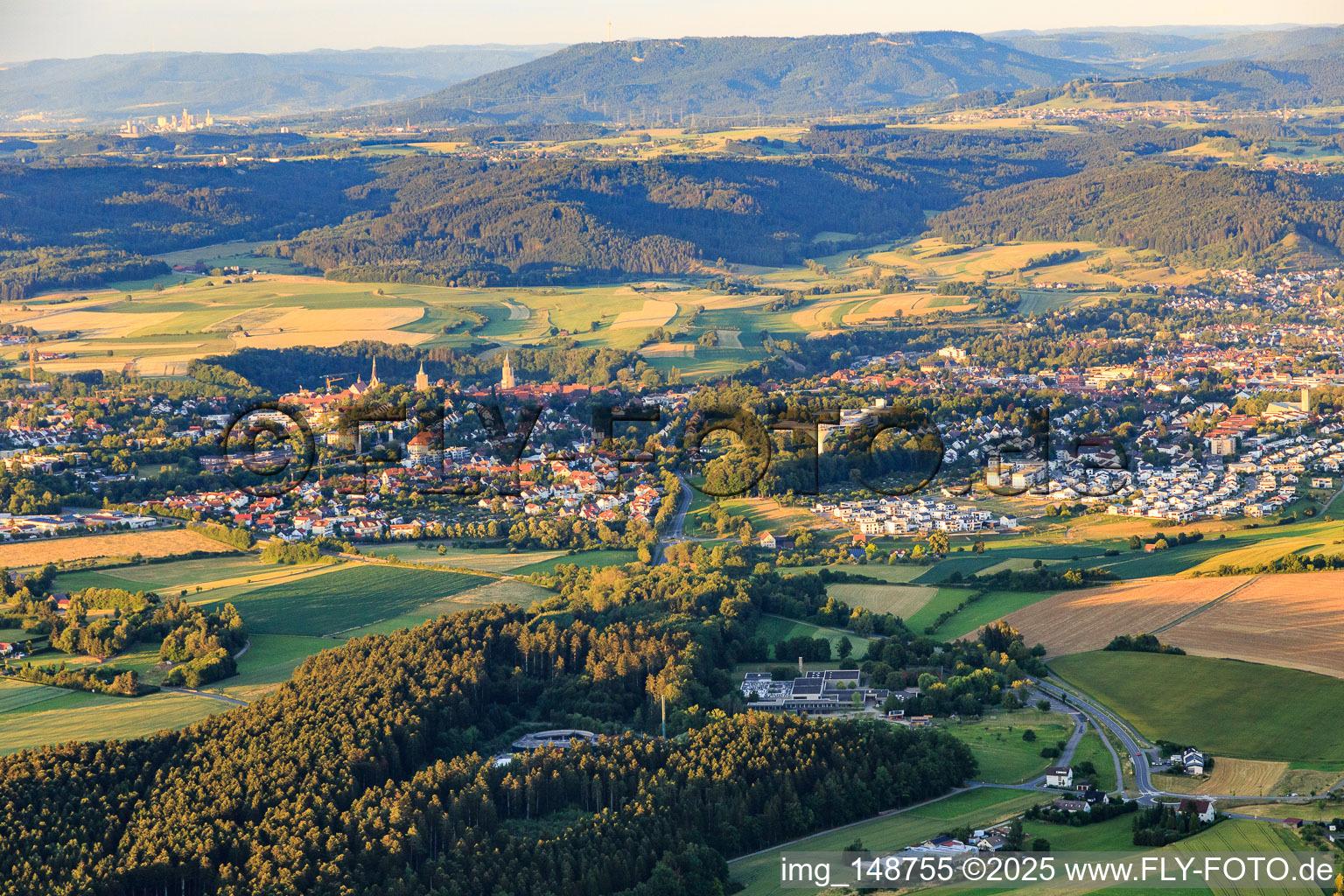 Stadtübersicht aus Westen in Rottweil im Bundesland Baden-Württemberg, Deutschland