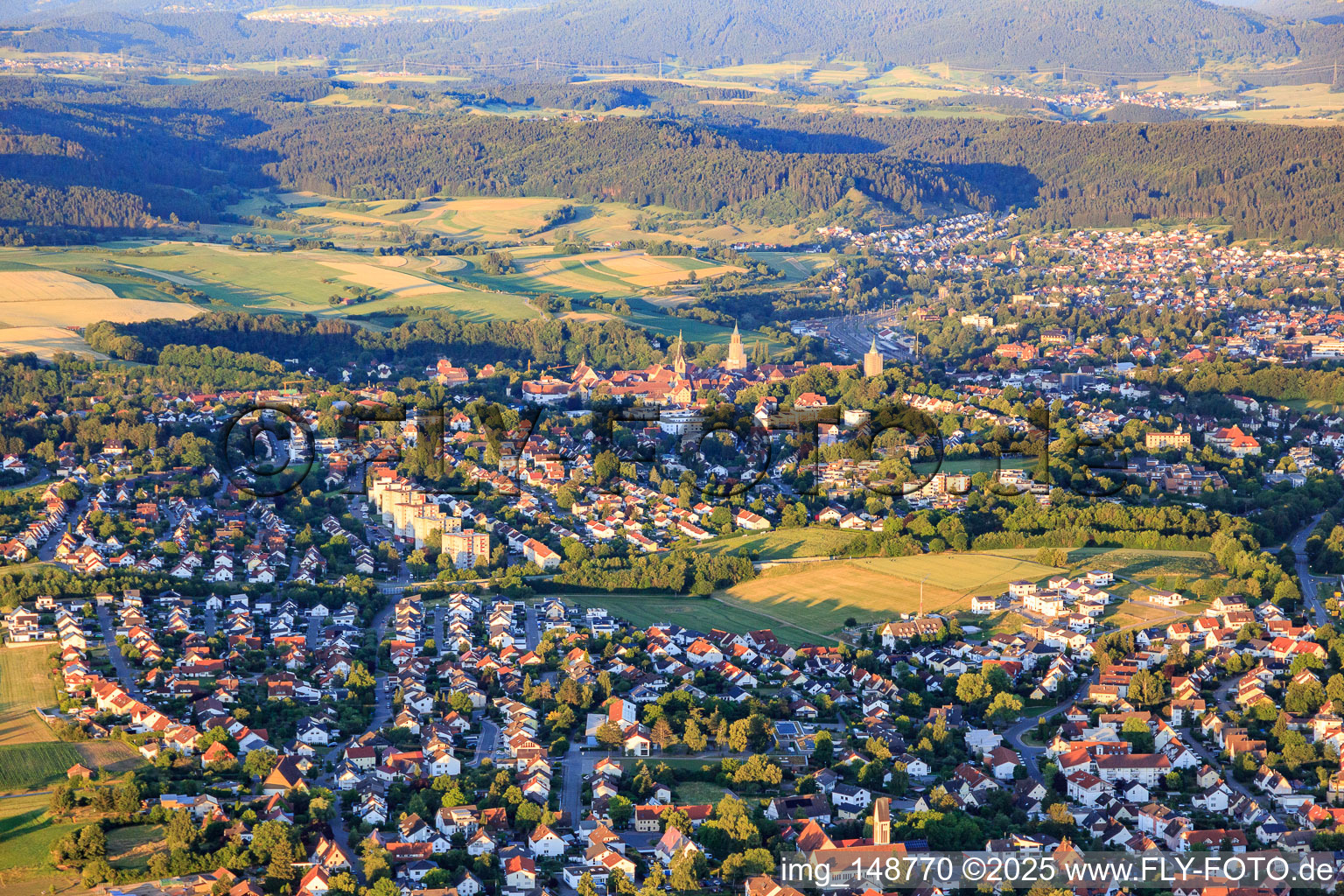 Stadtansicht aus Westen in Rottweil im Bundesland Baden-Württemberg, Deutschland