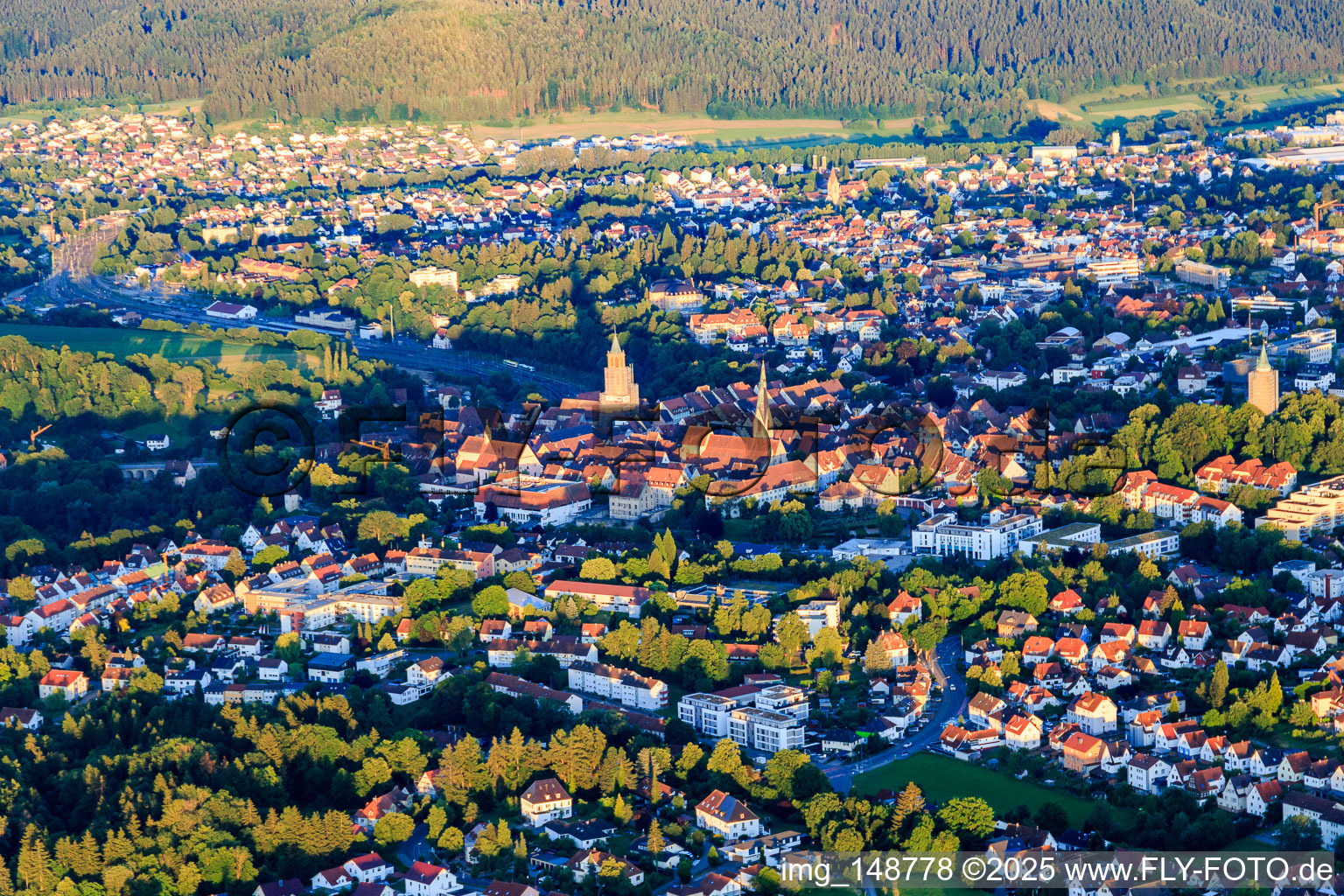 Altstadt von Nordwesten in Rottweil im Bundesland Baden-Württemberg, Deutschland