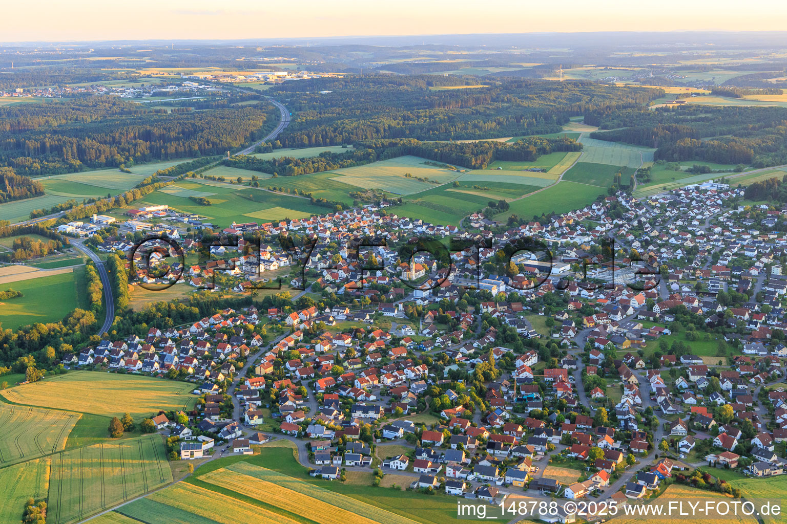 Ortsansicht aus Nordosten in Villingendorf im Bundesland Baden-Württemberg, Deutschland
