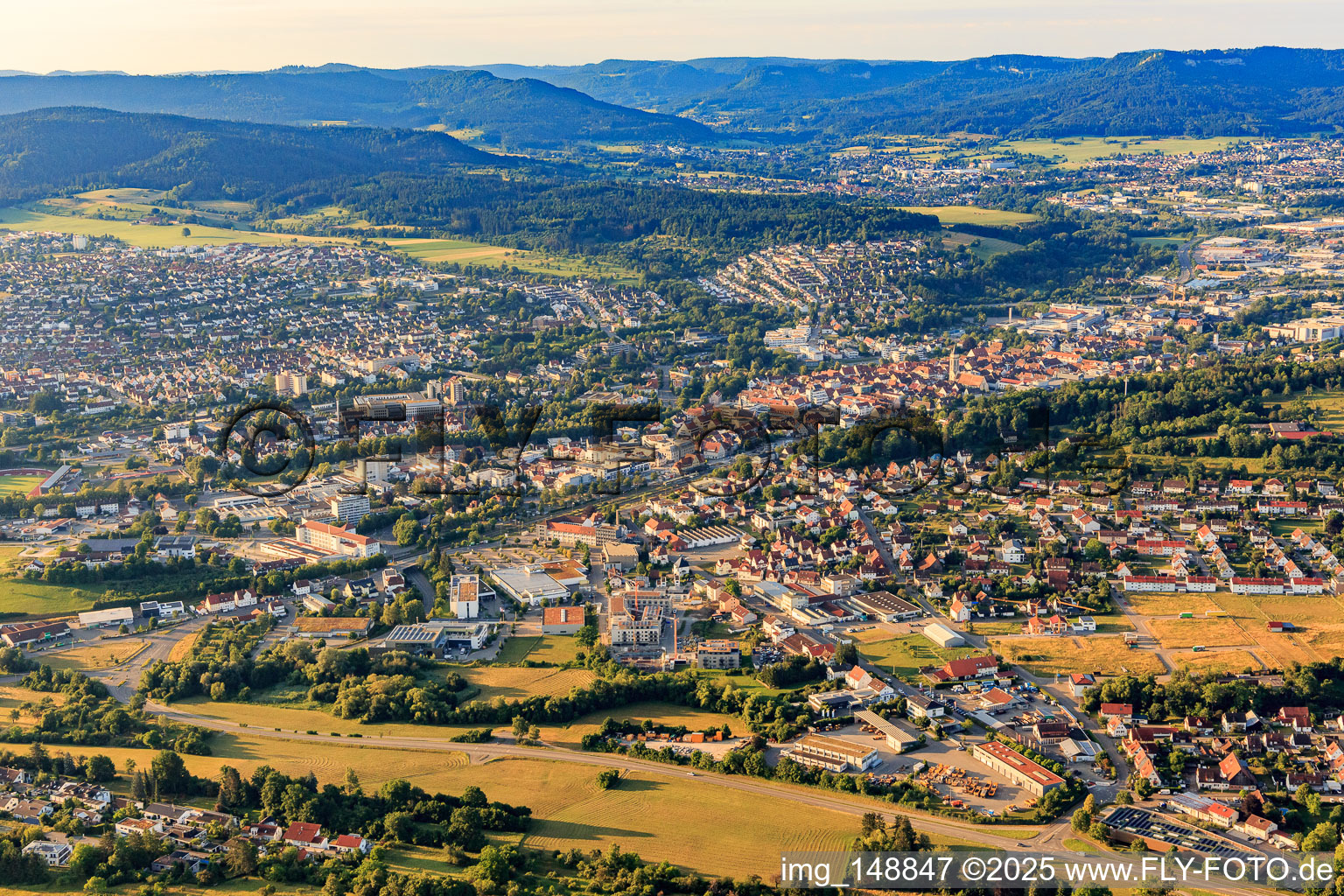 Stadtansicht aus Norden in Balingen im Bundesland Baden-Württemberg, Deutschland