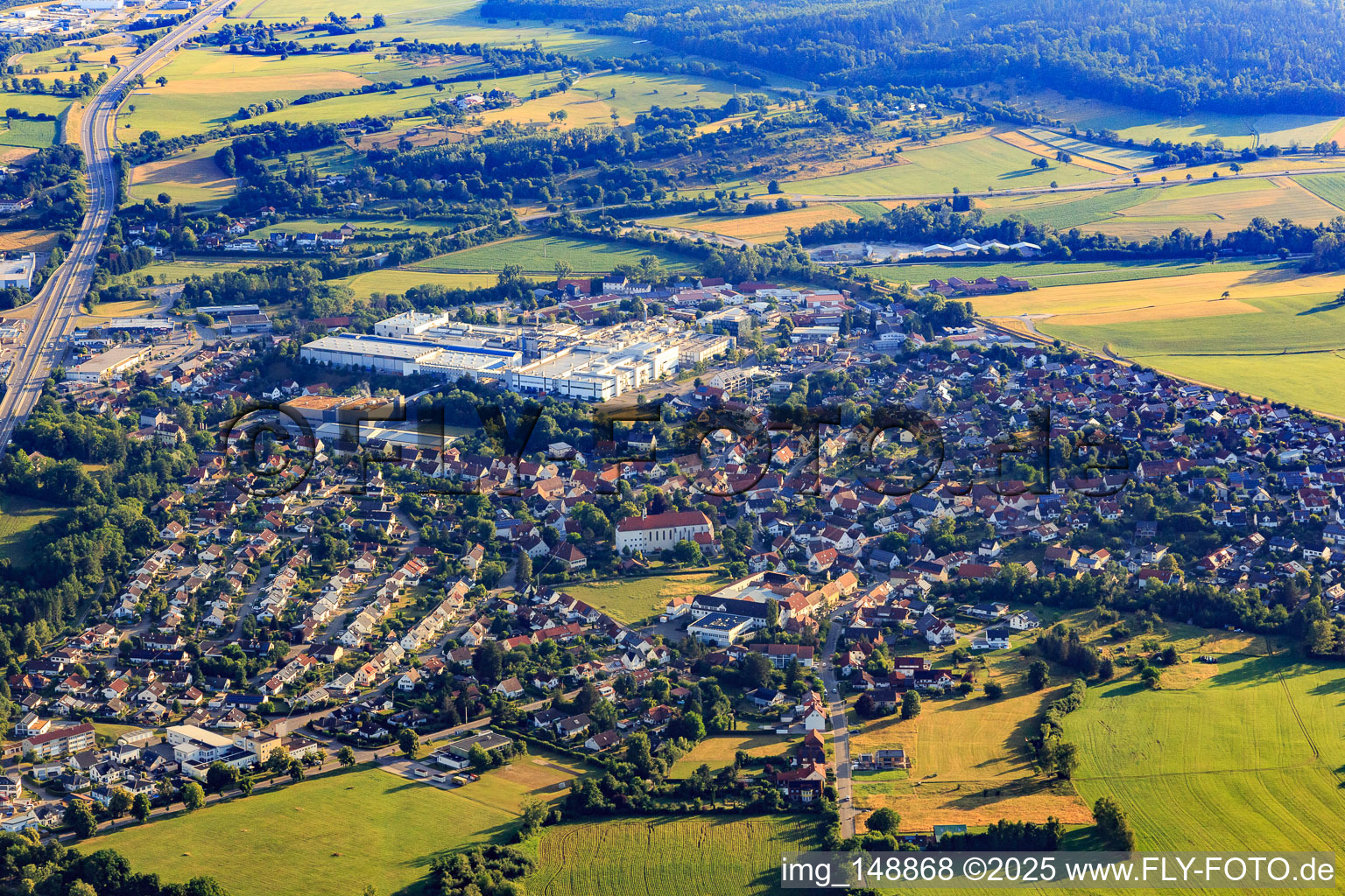 Luftbild von Ortsansicht aus Süden in Hechingen im Bundesland Baden-Württemberg, Deutschland
