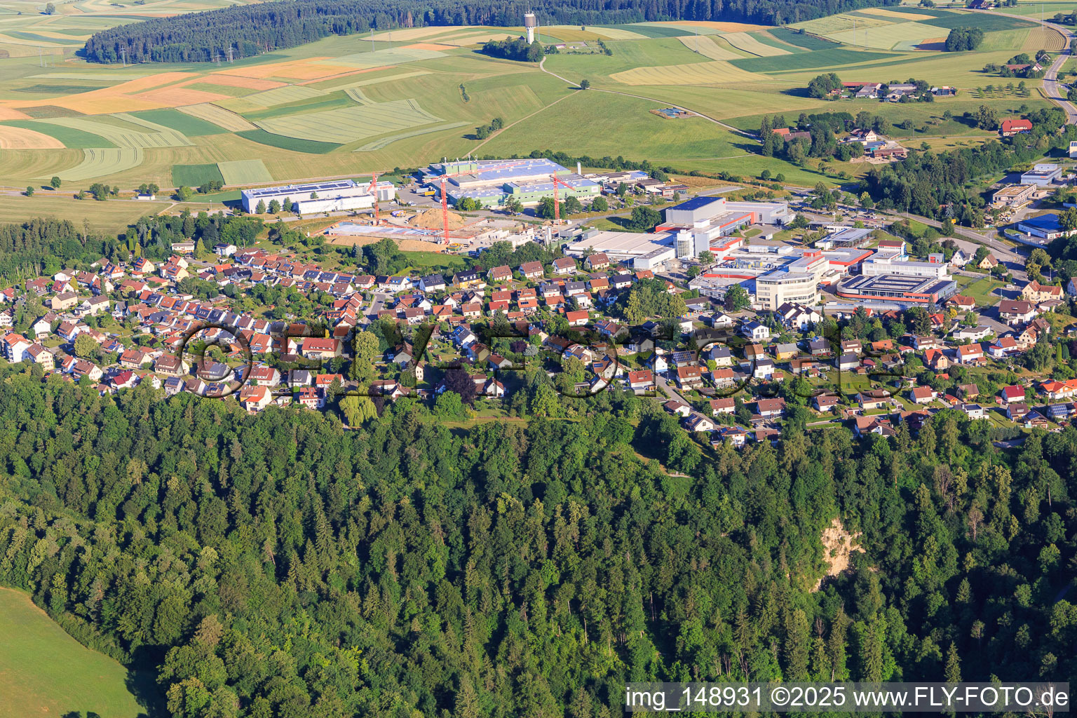 Ortsansicht von Osten im Ortsteil Lindenhof in Oberndorf am Neckar im Bundesland Baden-Württemberg, Deutschland
