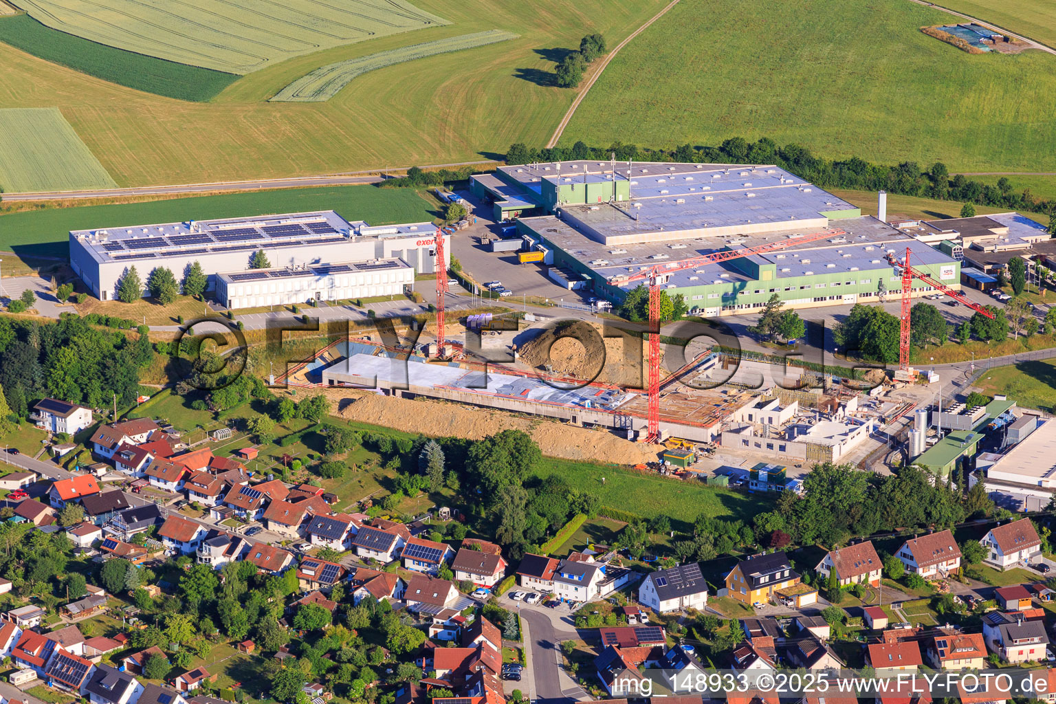 Baustelle für Neubau in der Beffendorfer Straße, exeron GmbH und Mafell AG im Ortsteil Lindenhof in Oberndorf am Neckar im Bundesland Baden-Württemberg, Deutschland