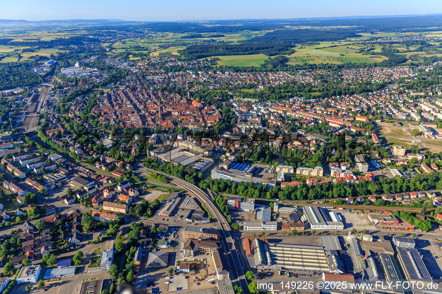 Stadtübersicht aus Norden im Ortsteil Villingen in Villingen-Schwenningen im Bundesland Baden-Württemberg, Deutschland