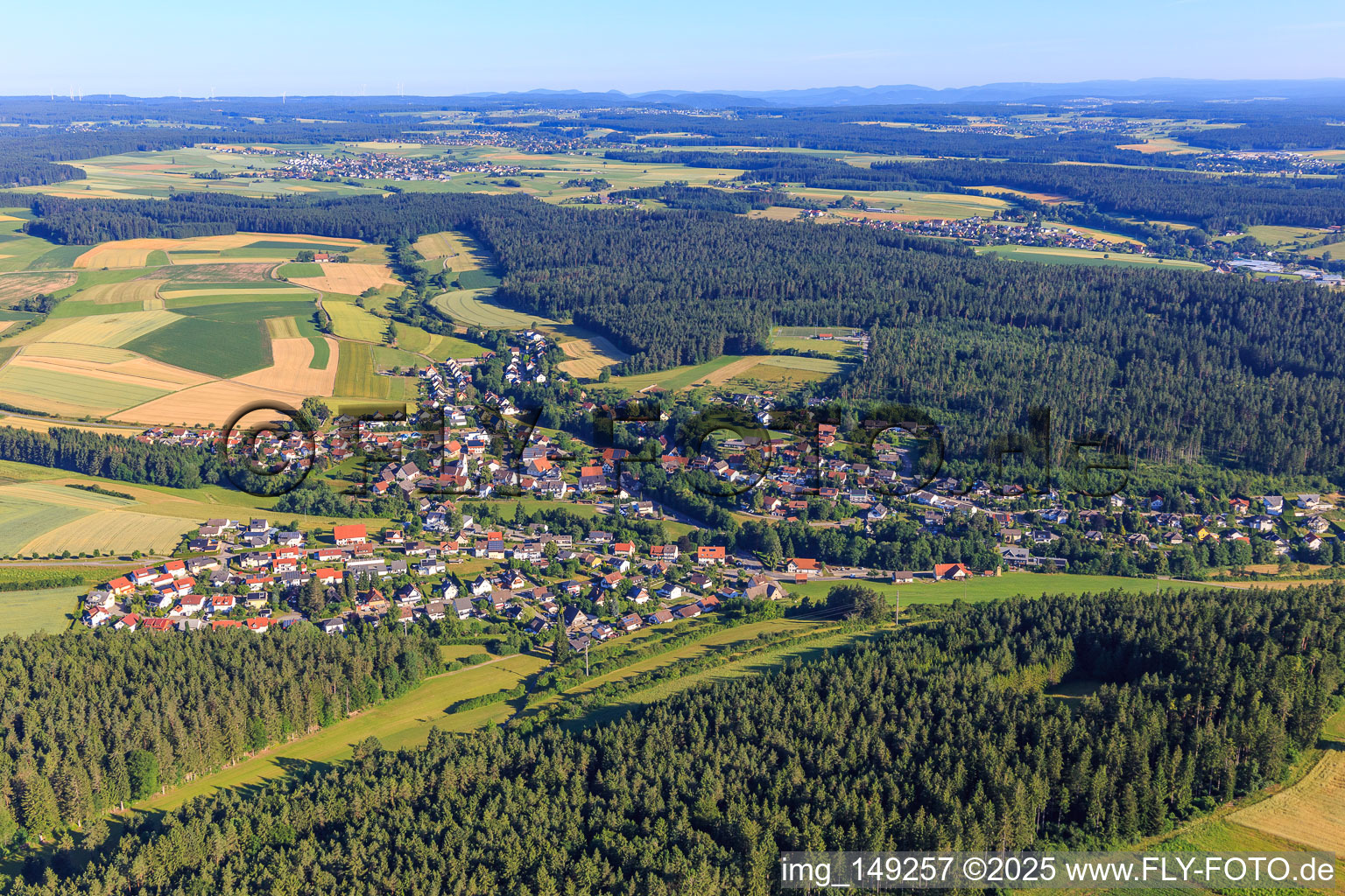 Dorfansicht von Südosten im Ortsteil Kappel in Niedereschach im Bundesland Baden-Württemberg, Deutschland