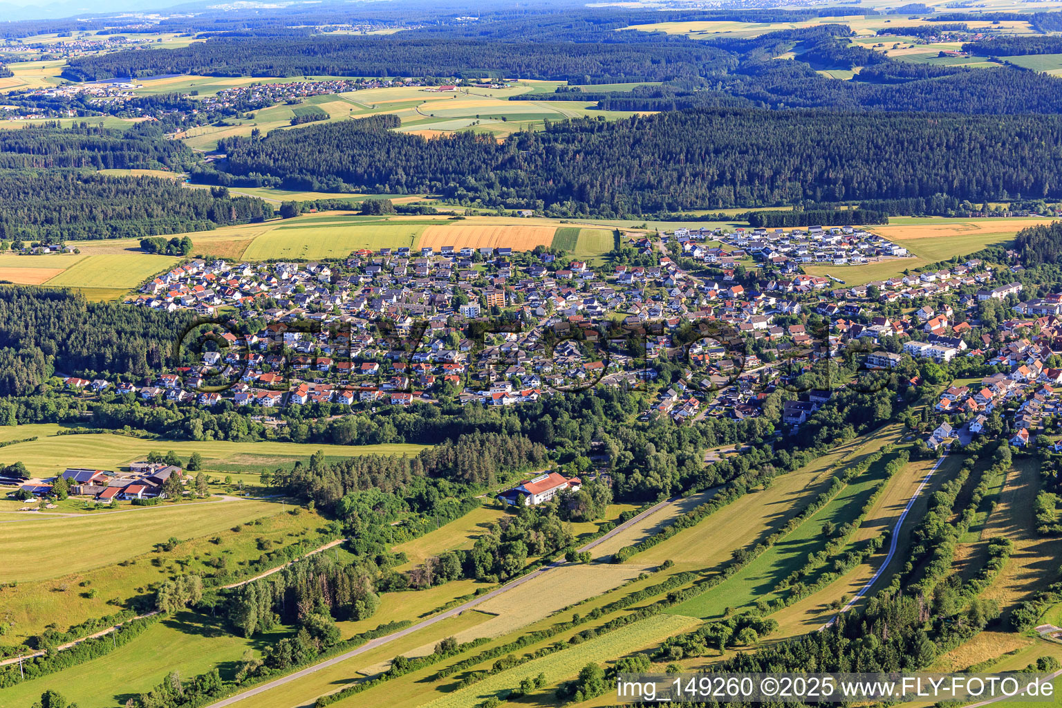 Ortsansicht aus Süden in Niedereschach im Bundesland Baden-Württemberg, Deutschland