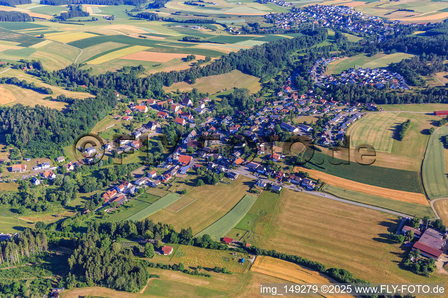 Dorfansicht von Südosten im Ortsteil Stetten in Zimmern ob Rottweil im Bundesland Baden-Württemberg, Deutschland