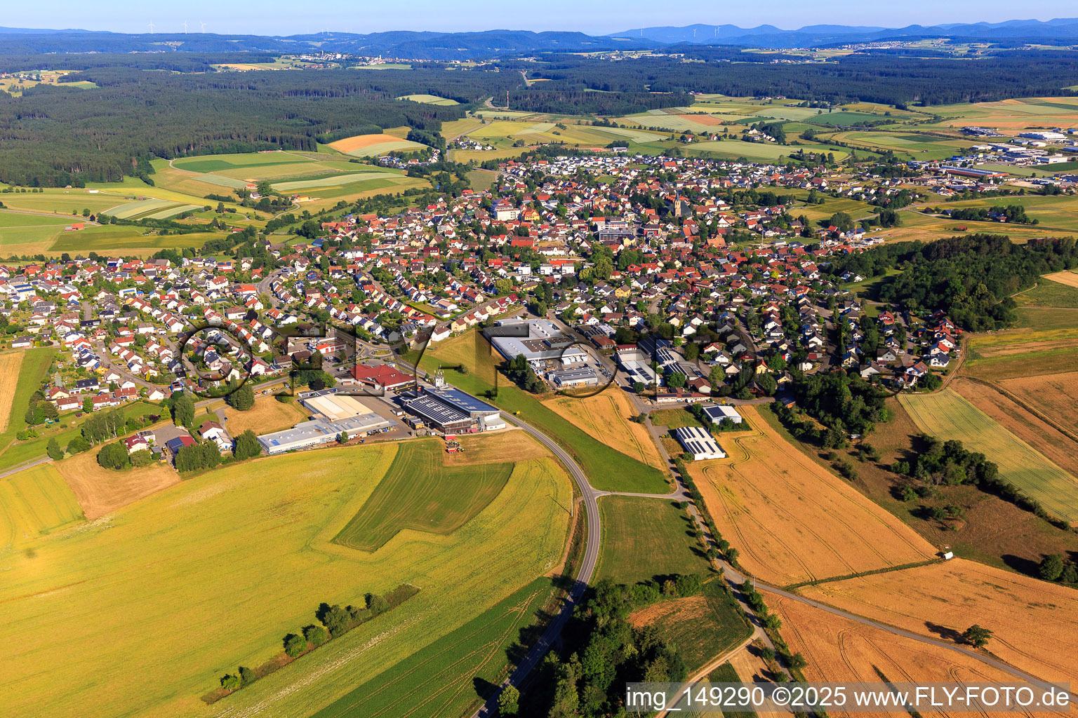 Luftbild von Ortsansicht aus Südosten in Dunningen im Bundesland Baden-Württemberg, Deutschland