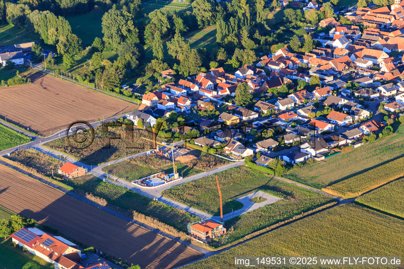 Luftbild von Erschliessung des Neubaugebiet Am Rosenberg und Im Niederfeld im Ortsteil Ingenheim in Billigheim-Ingenheim im Bundesland Rheinland-Pfalz, Deutschland