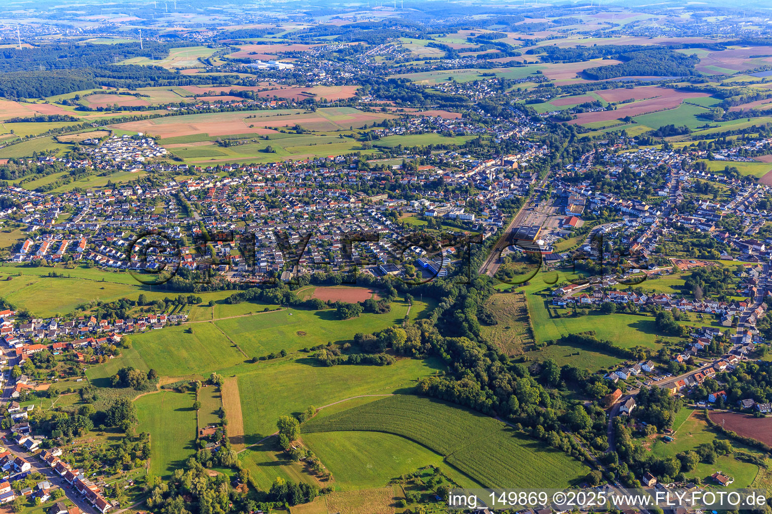 Heusweiler von Südwesten im Bundesland Saarland, Deutschland