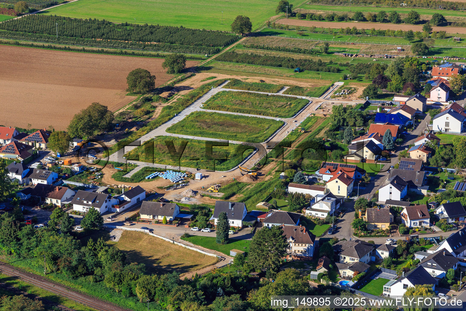 Erschließung des Neubaugebiet Im Kirschgarten in Minfeld im Bundesland Rheinland-Pfalz, Deutschland