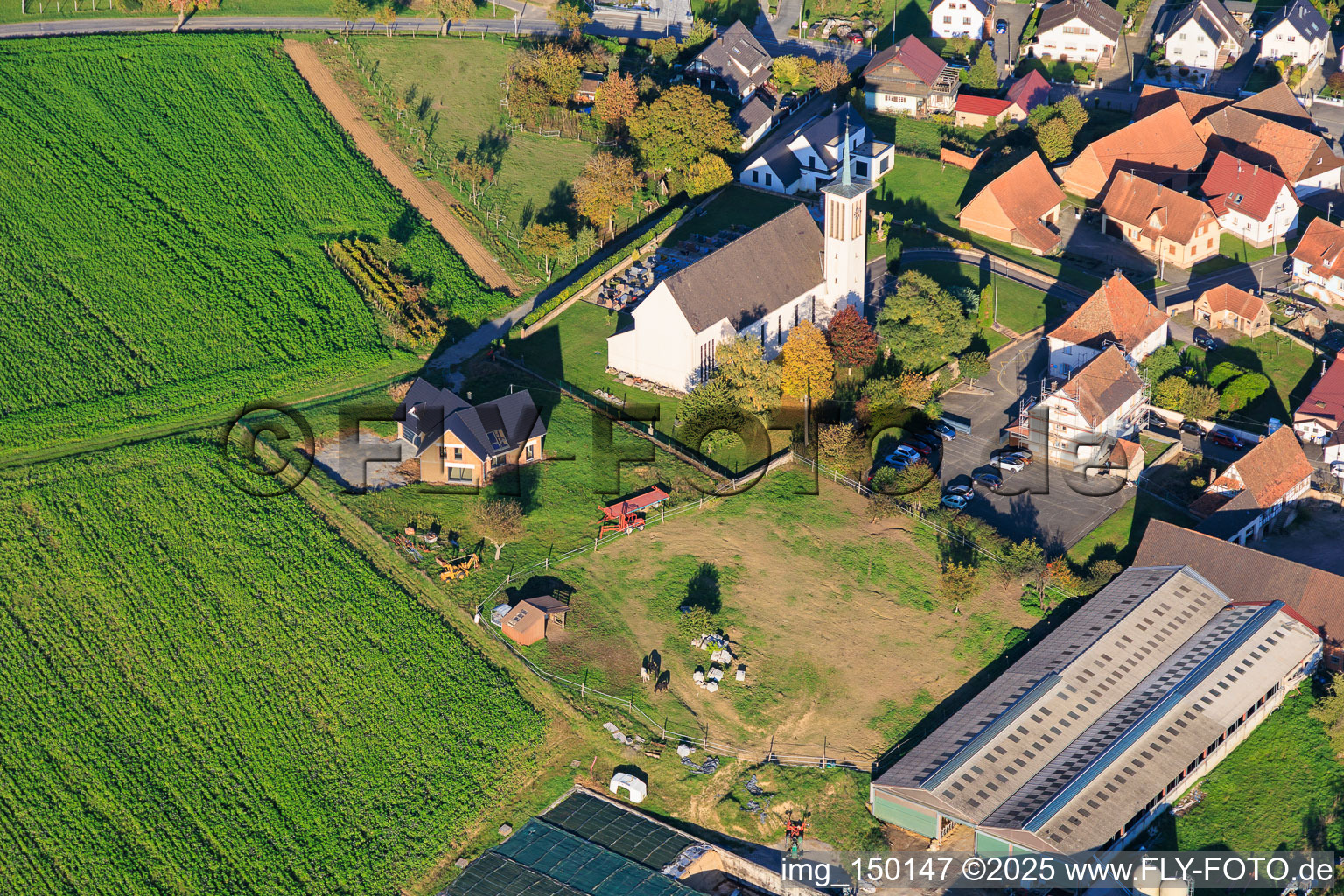 Kirche St. Georg in Stundwiller im Bundesland Bas-Rhin, Frankreich