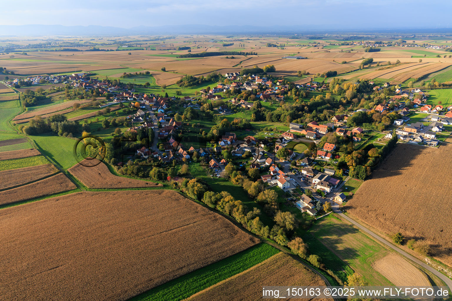 Luftbild von Eberbach-Seltz von Süden im Bundesland Bas-Rhin, Frankreich
