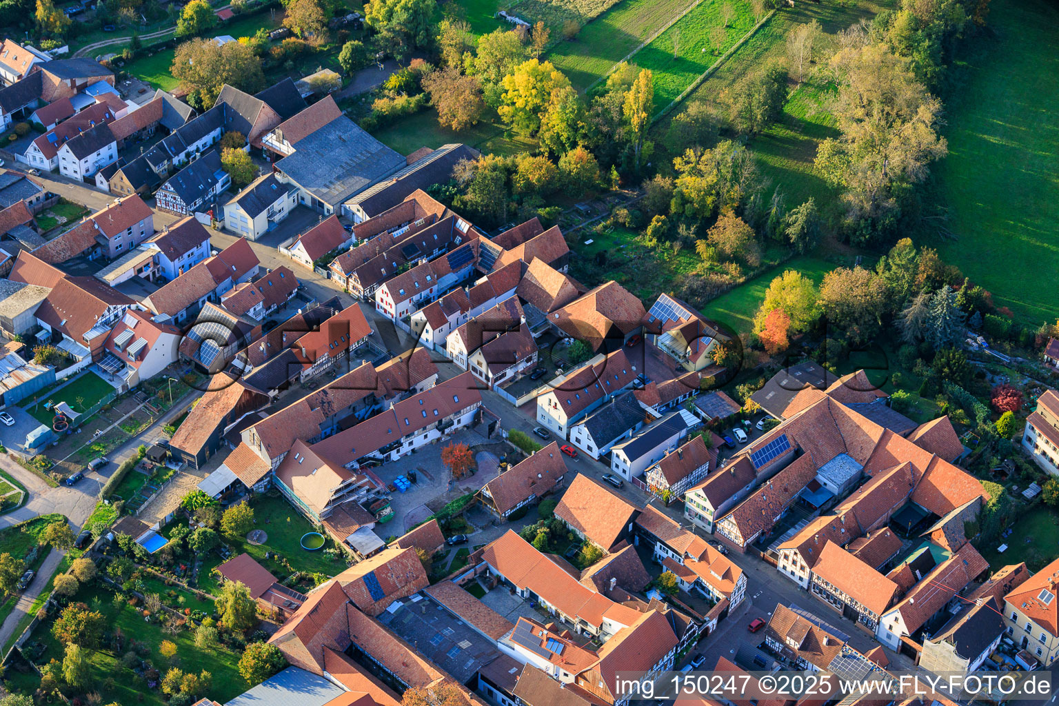 Luftbild von Obergasse in Steinweiler im Bundesland Rheinland-Pfalz, Deutschland