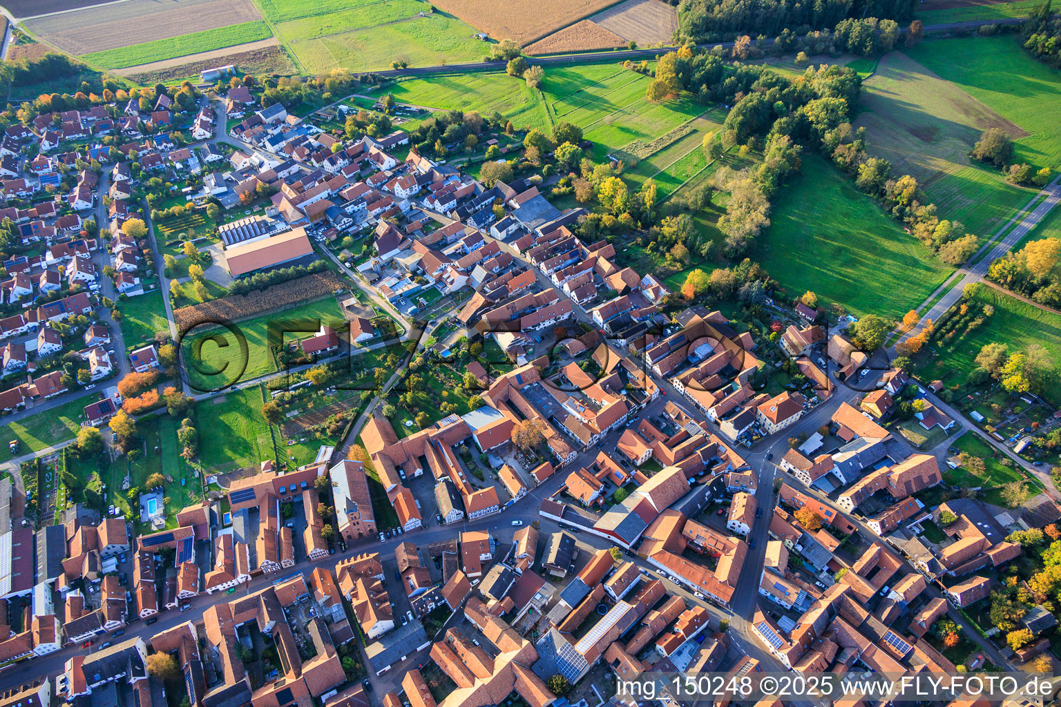 Luftaufnahme von Obergasse in Steinweiler im Bundesland Rheinland-Pfalz, Deutschland