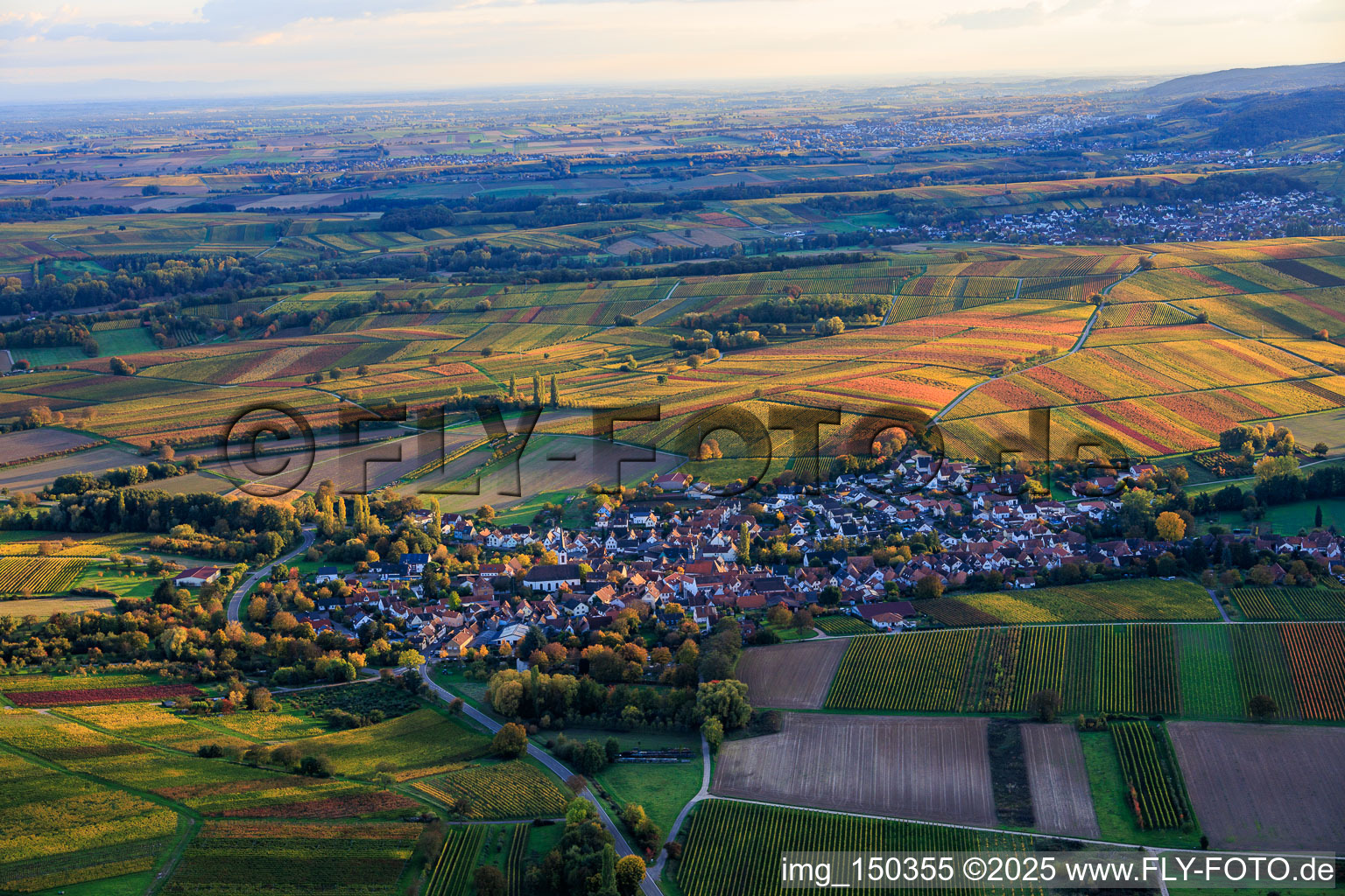 Göcklingen von Norden im Bundesland Rheinland-Pfalz, Deutschland