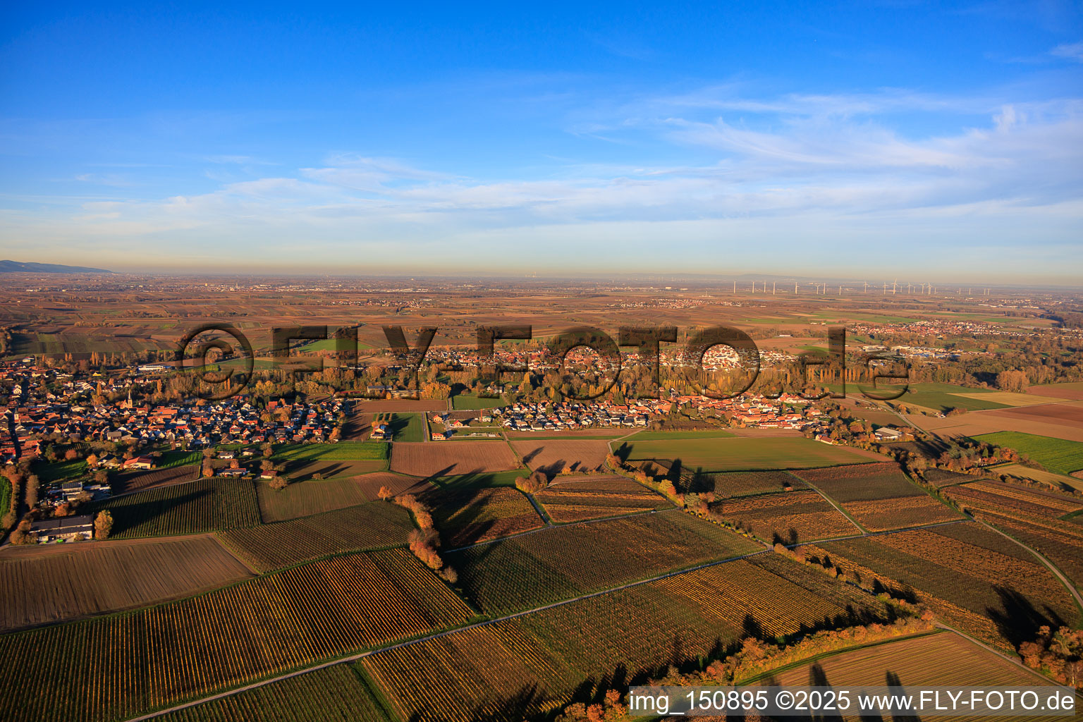 Luftbild von Ingenheim von Südwesten in Billigheim-Ingenheim im Bundesland Rheinland-Pfalz, Deutschland