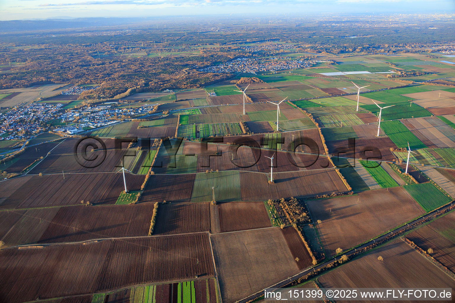 Windpark in Schwegenheim im Bundesland Rheinland-Pfalz, Deutschland