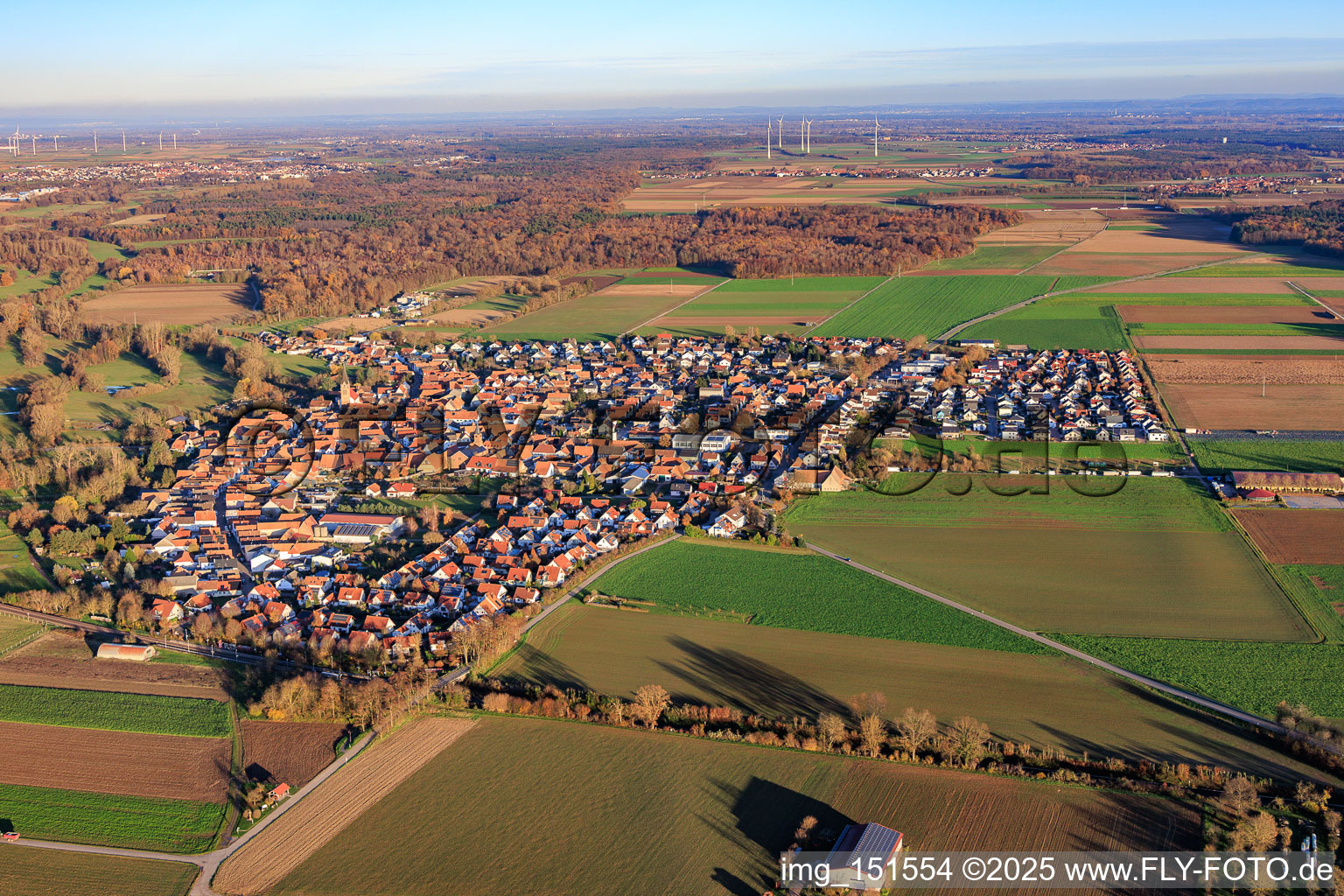 Steinweiler von Westen im Bundesland Rheinland-Pfalz, Deutschland