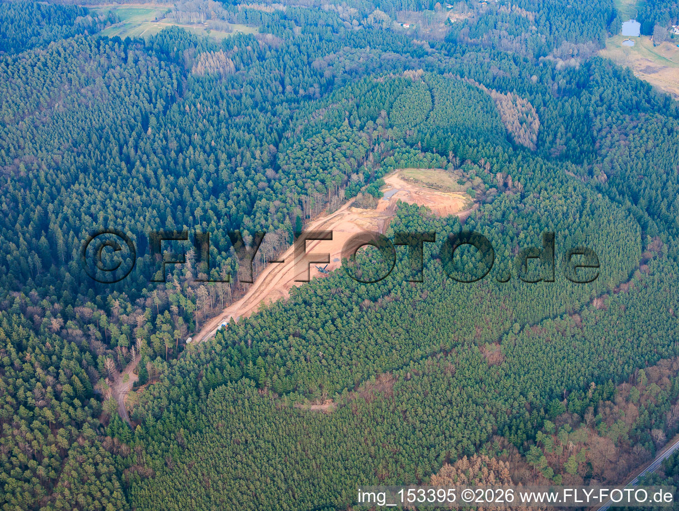 Erdarbeiten im Wald an der Keeseckhütte in Vorderweidenthal im Bundesland Rheinland-Pfalz, Deutschland