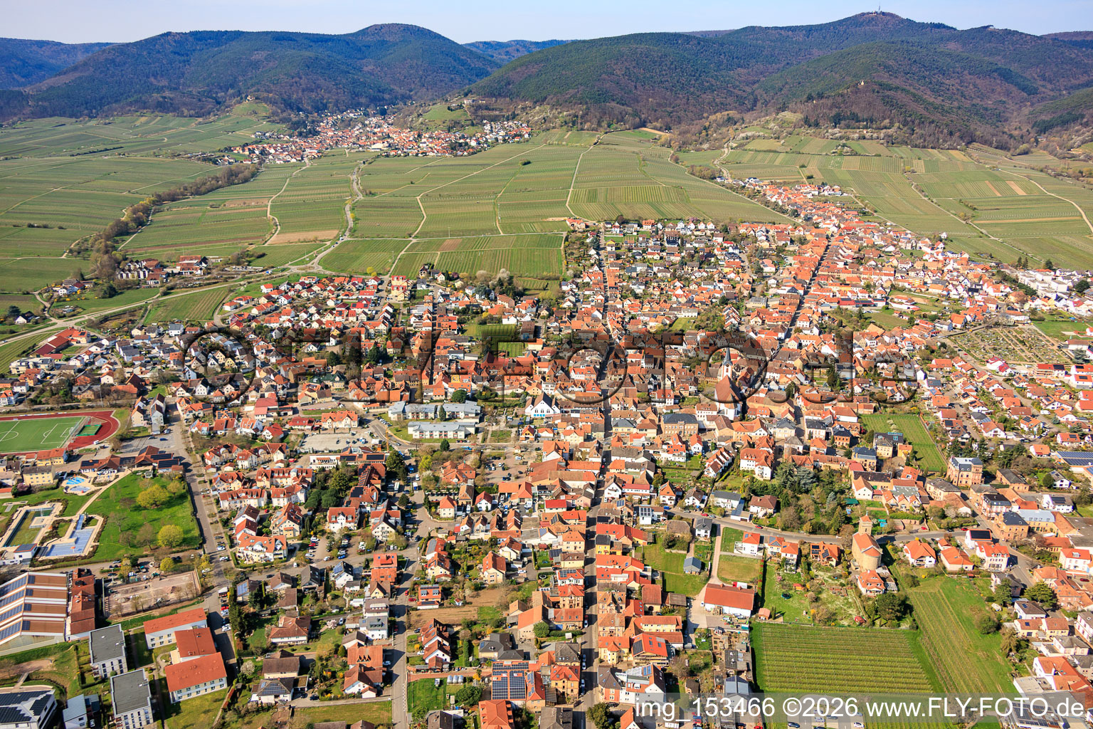 Maikammer von Osten im Bundesland Rheinland-Pfalz, Deutschland
