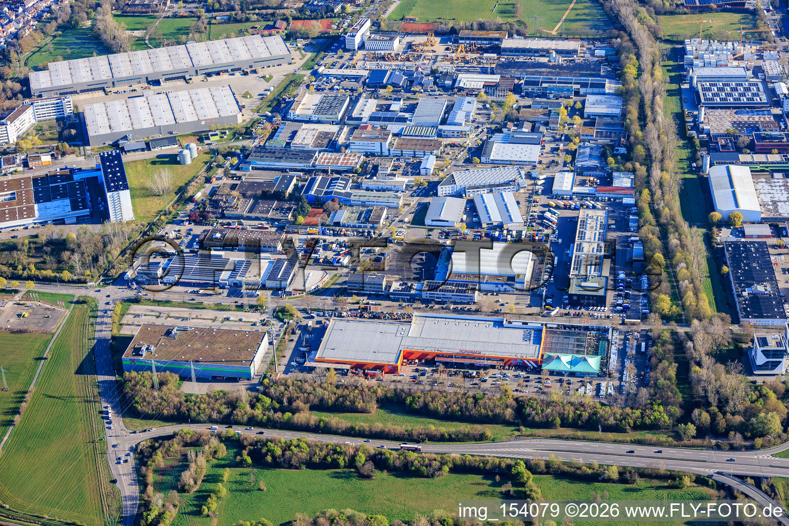 Gewerbegebiet An der Tagweide im Ortsteil Hagsfeld in Karlsruhe im Bundesland Baden-Württemberg, Deutschland