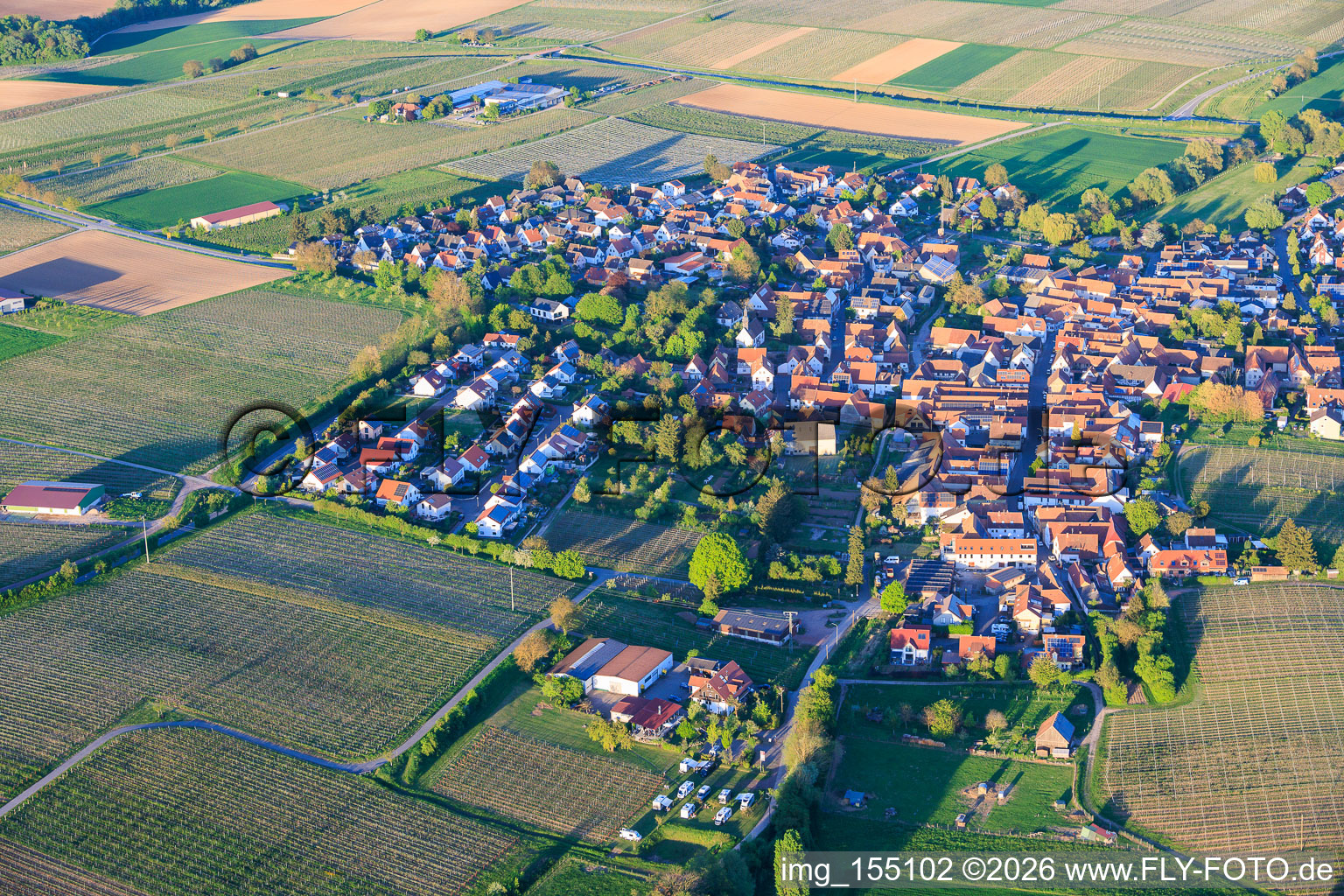 Impflingen von Westen im Bundesland Rheinland-Pfalz, Deutschland
