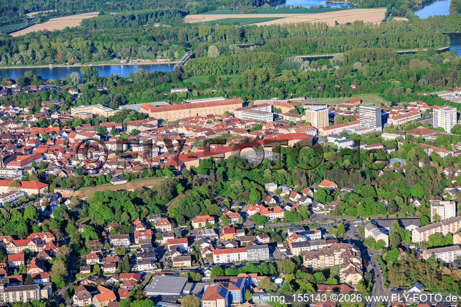 Germersheime Altstadt aus Westen im Bundesland Rheinland-Pfalz, Deutschland