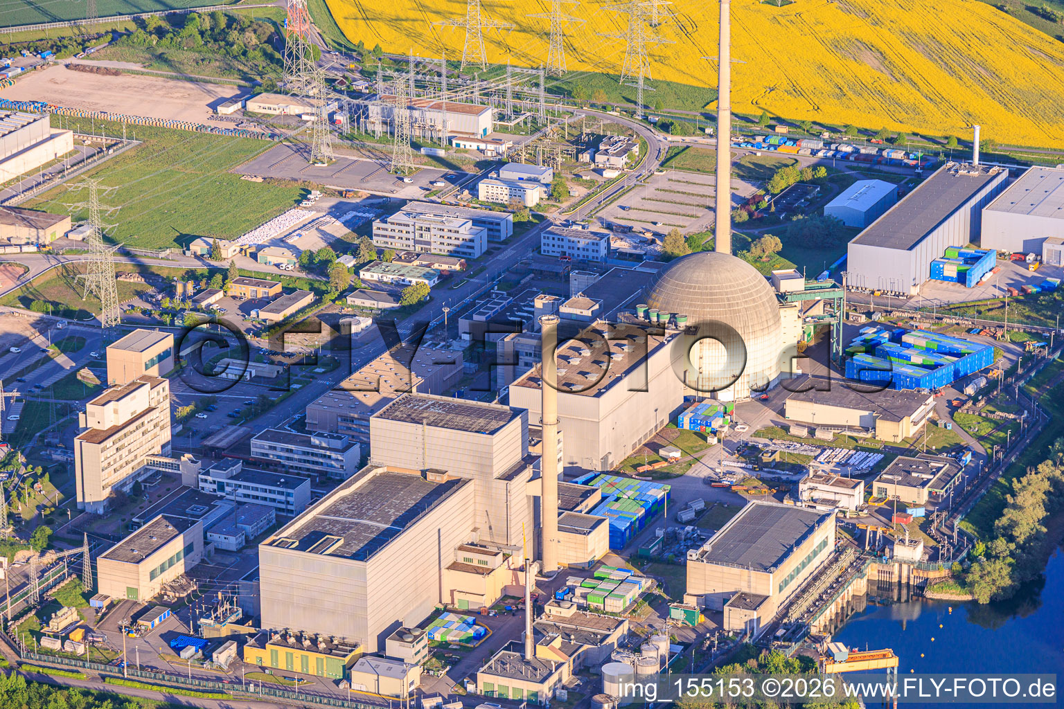 Stillgelegtes KKW der EnBW Kernkraft GmbH (EnKK), Philippsburg im Bundesland Baden-Württemberg, Deutschland