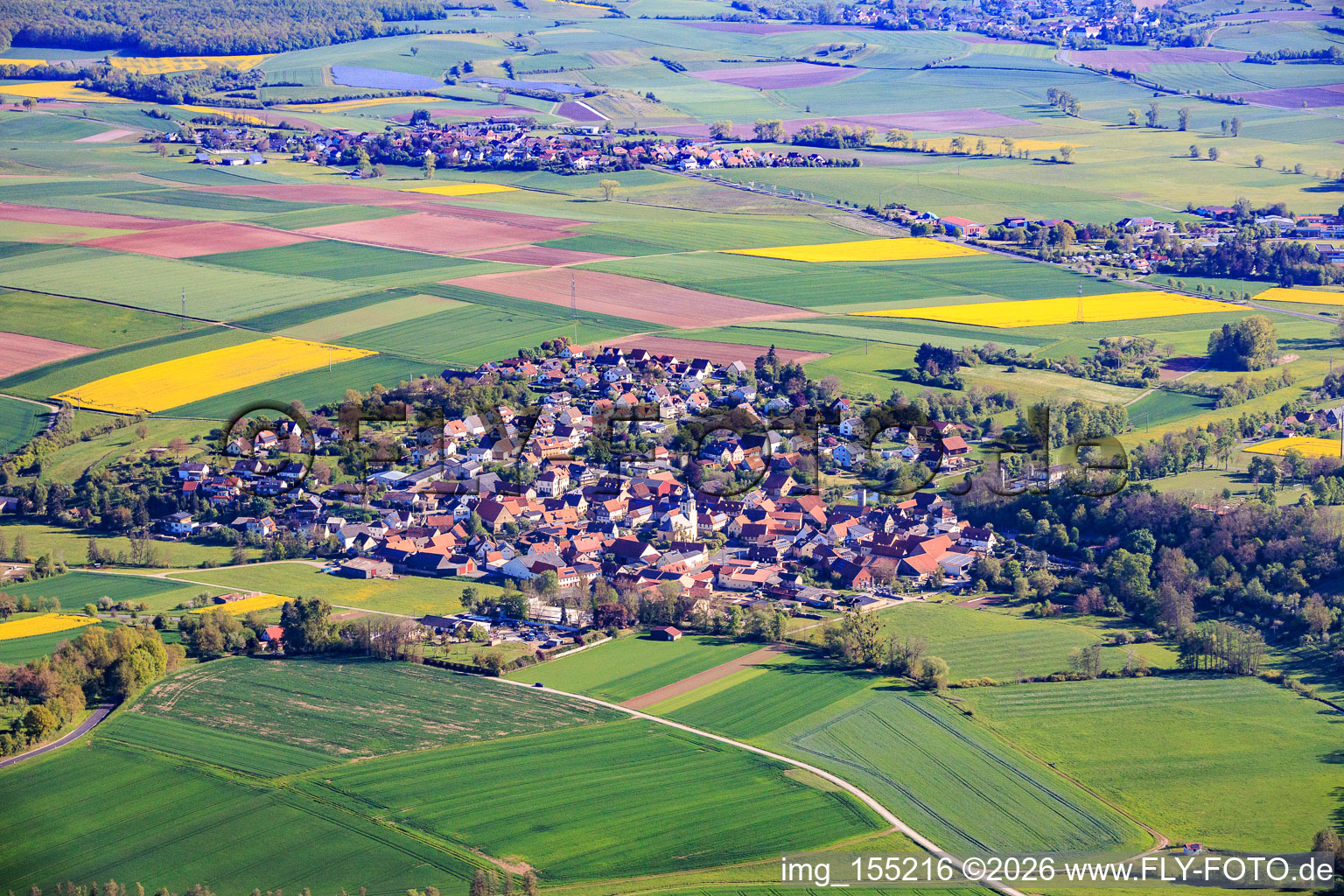 Rügheim von Nordwesten in Hofheim in Unterfranken im Bundesland Bayern, Deutschland