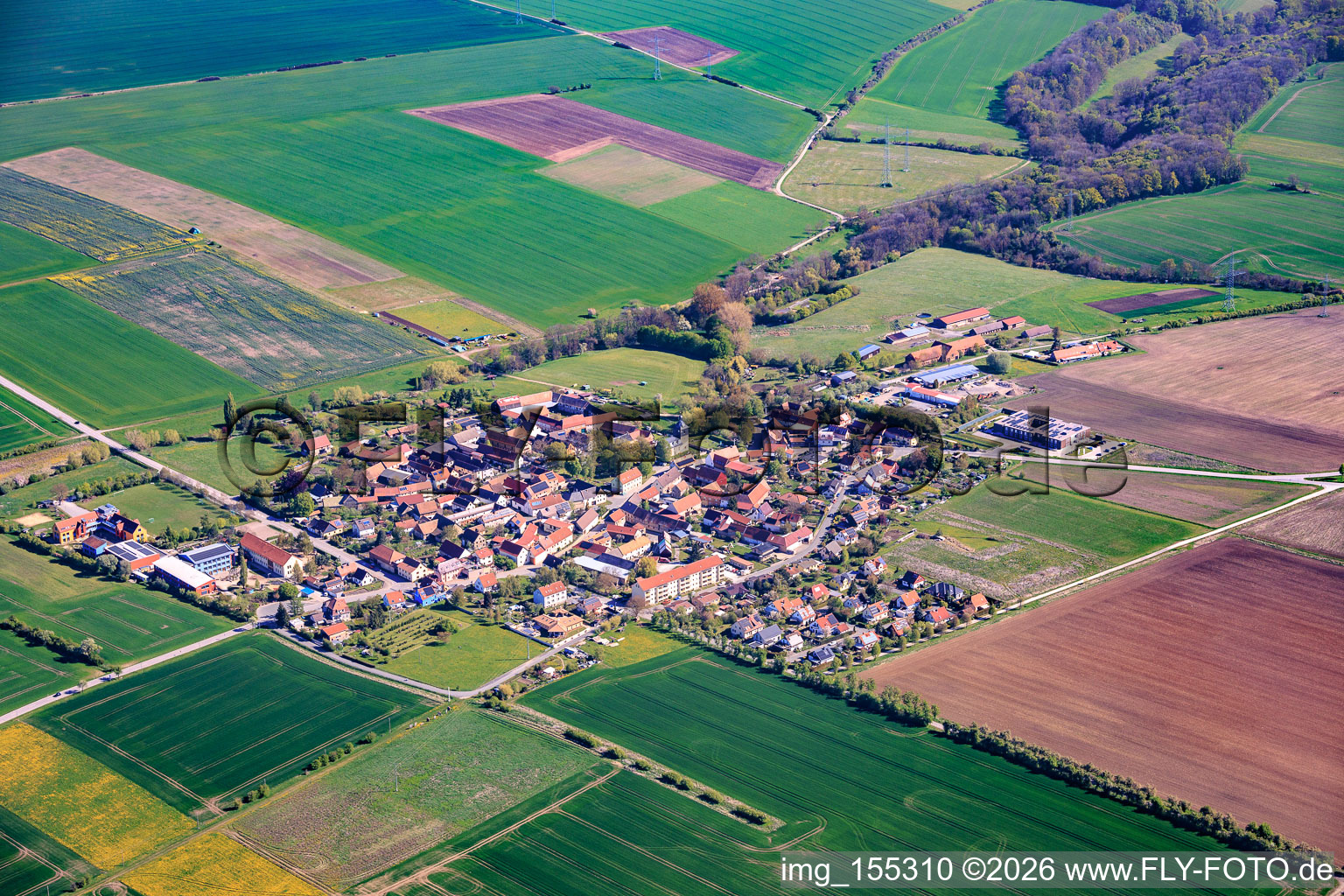 Dorfansicht aus Süden in Milda im Bundesland Thüringen, Deutschland