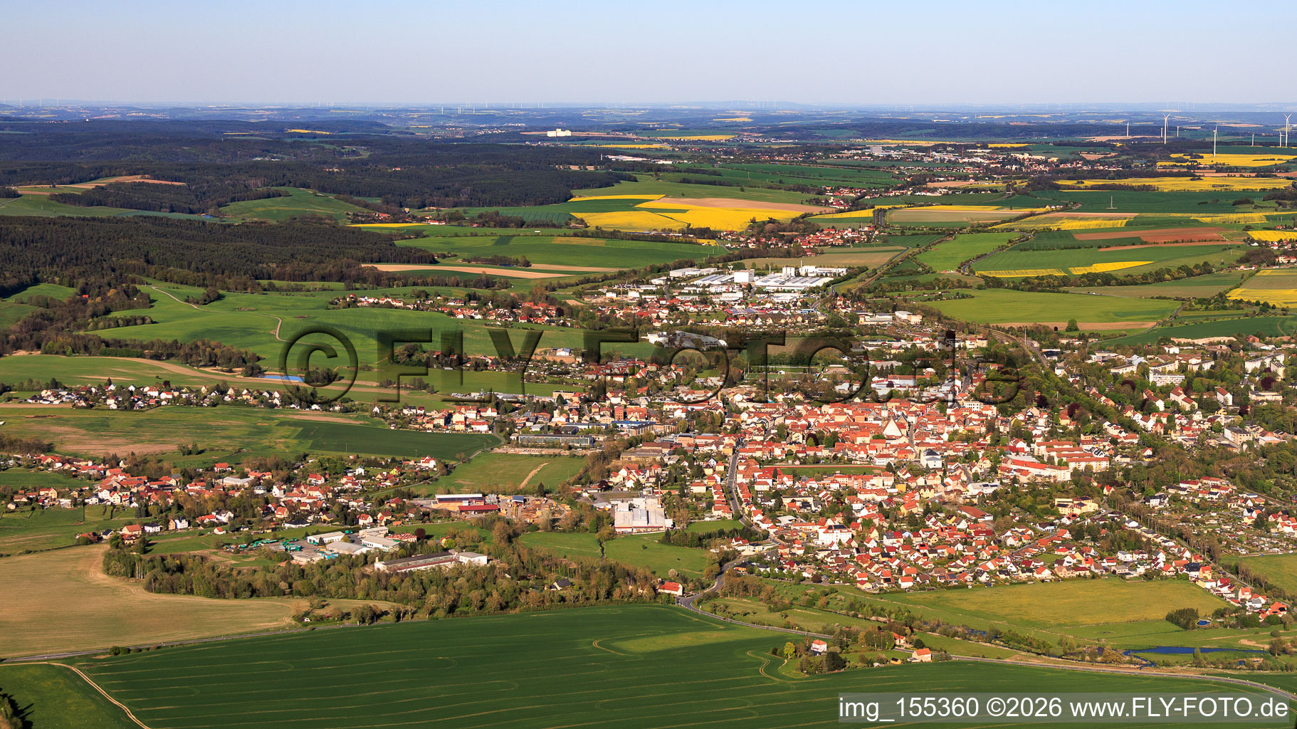 Stadtansicht aus Westen in Neustadt an der Orla im Bundesland Thüringen, Deutschland