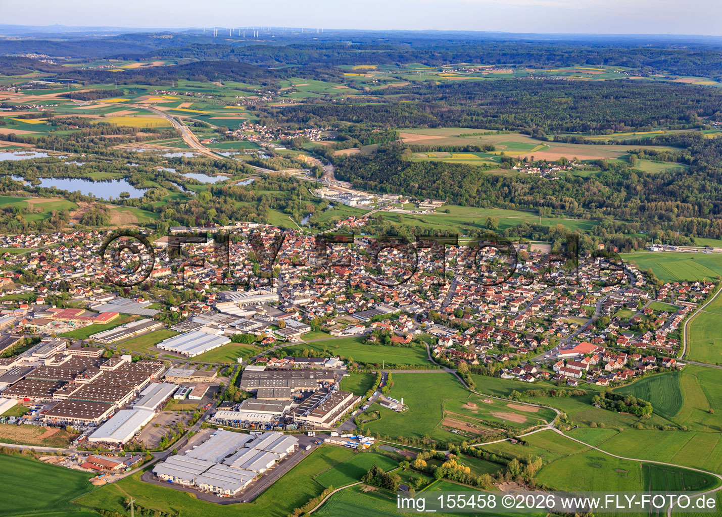 Stadtübersicht aus Nordwesten in Michelau in Oberfranken im Bundesland Bayern, Deutschland