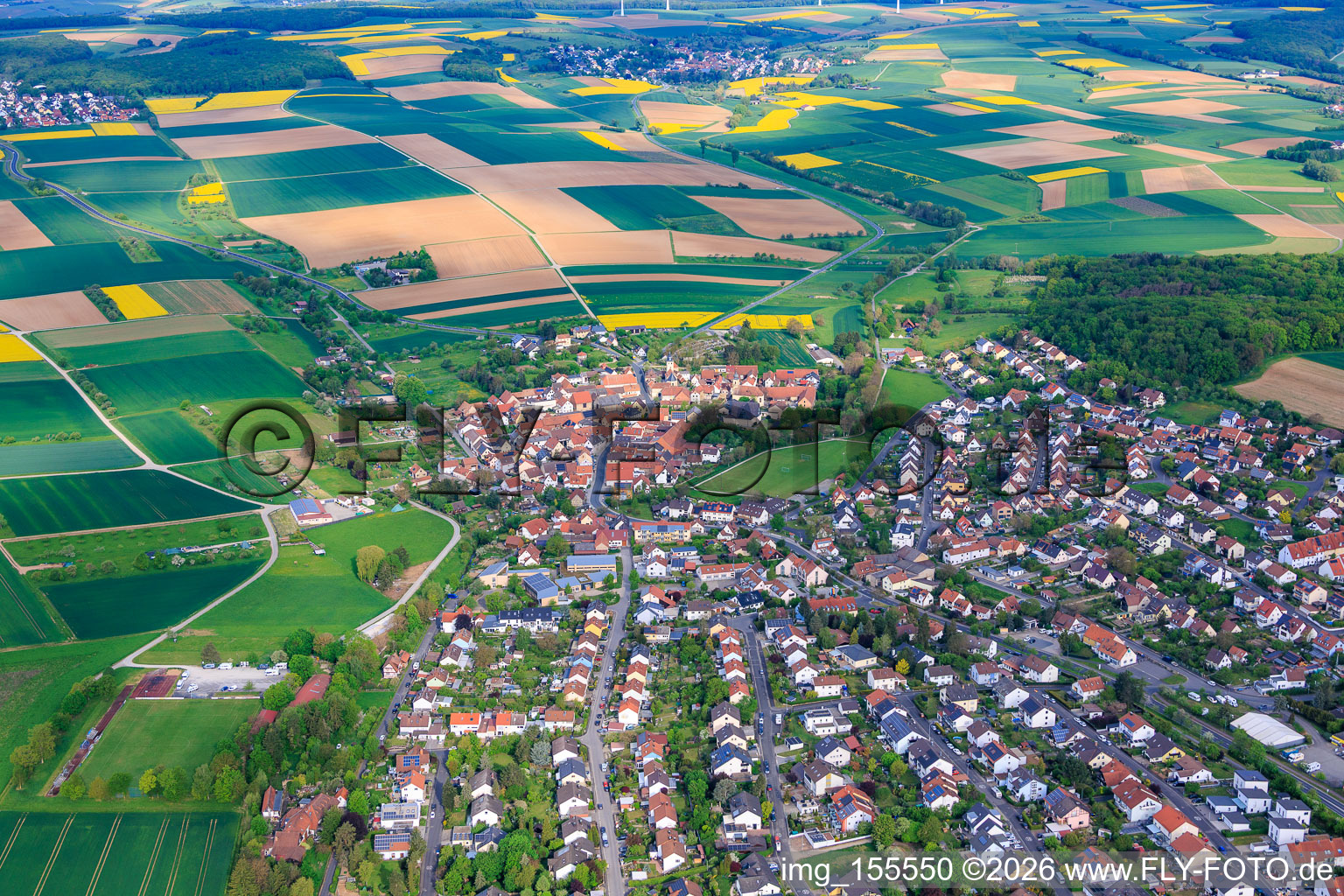 Euerbach von Südosten im Bundesland Bayern, Deutschland