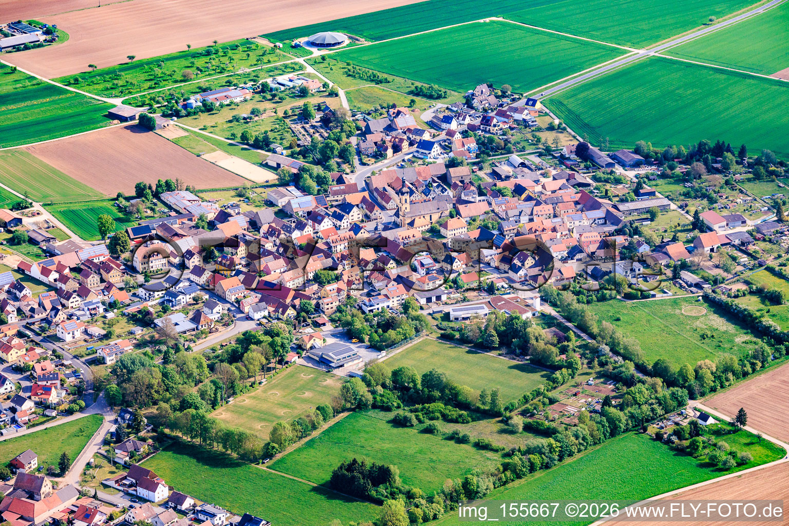 Ettleben aus Südwesten in Werneck im Bundesland Bayern, Deutschland