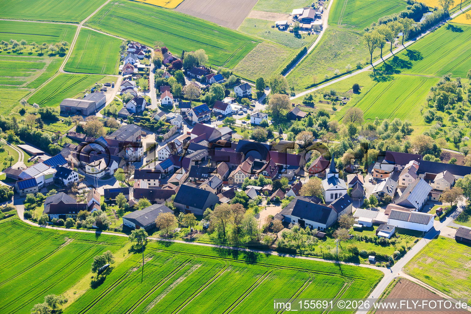 Greßhausen von Westen in Gädheim im Bundesland Bayern, Deutschland