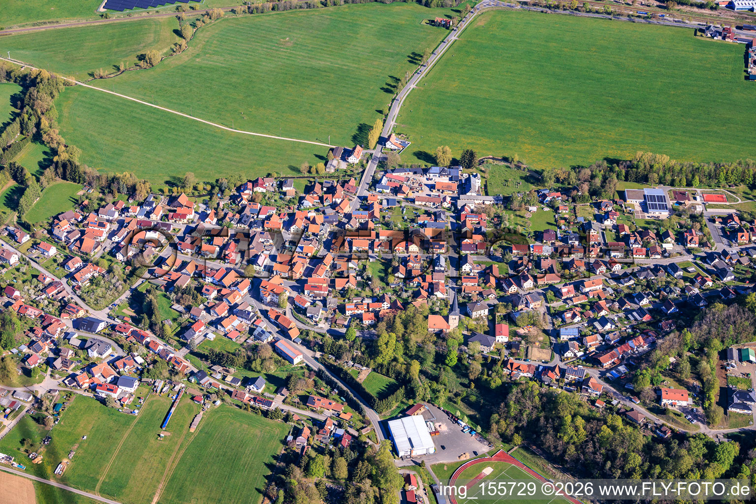 Veilsdorf von Südosten im Bundesland Thüringen, Deutschland