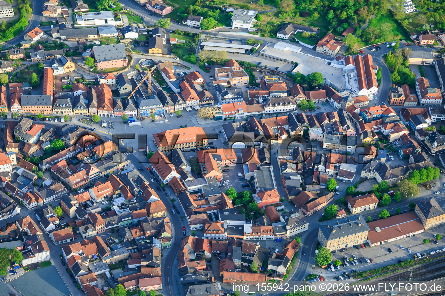 Marktplatz im Ortsteil Burgberg in Lichtenfels im Bundesland Bayern, Deutschland