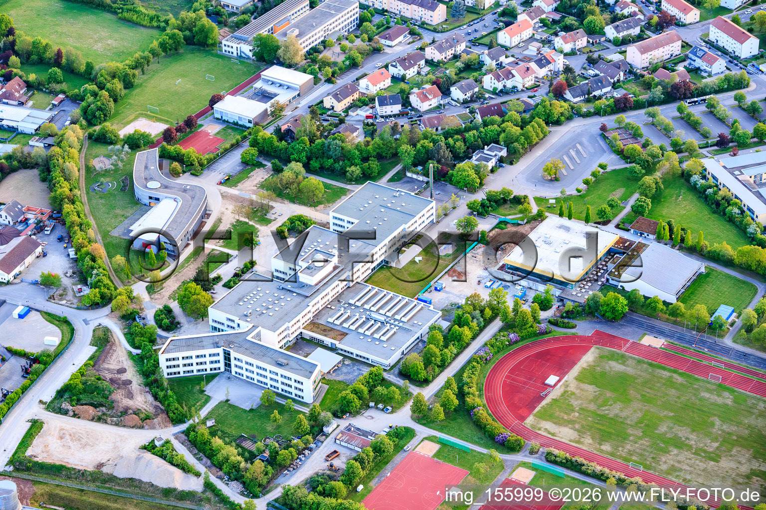 Schulzentrum Haßfurt mit Regiomontanus-Gymnasium Haßfurt und Dr.-Auguste-Kirchner-Realschule Haßfurt im Bundesland Bayern, Deutschland