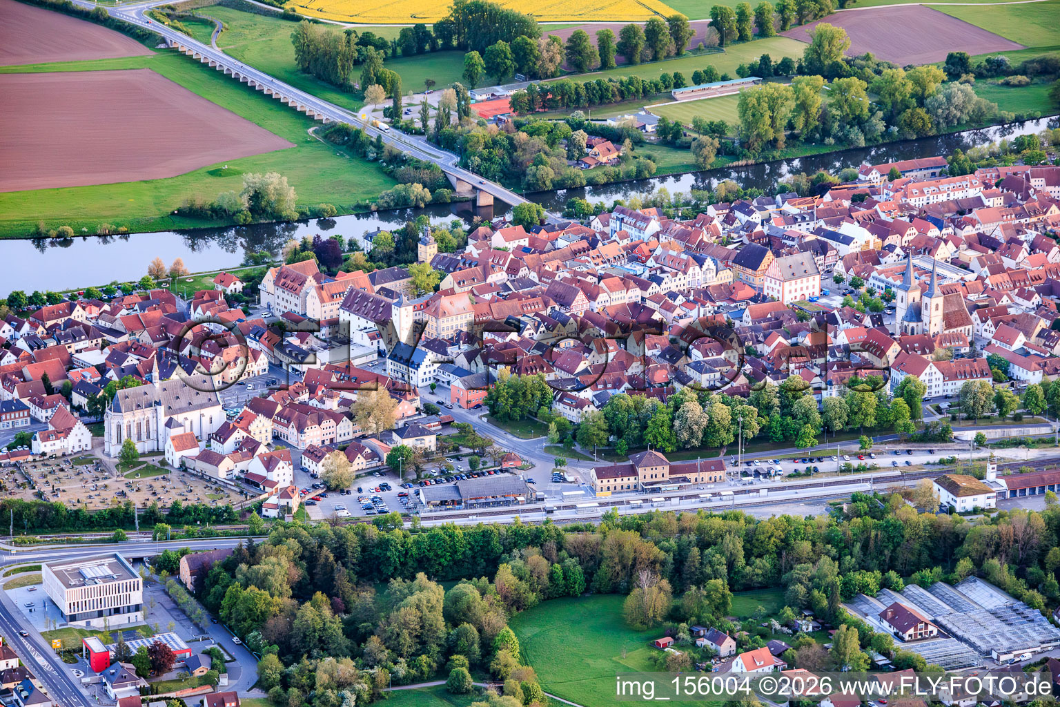 Ortsteil Ob. Vorstadt mit Ritterkapelle in Haßfurt im Bundesland Bayern, Deutschland